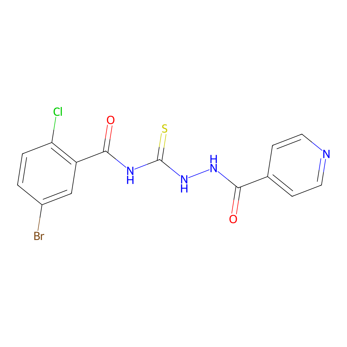 5-bromo-2-chloro-N-[(2-isonicotinoylhydrazino)carbothioyl]benzamide molecular structure, CAS 593240-00-7