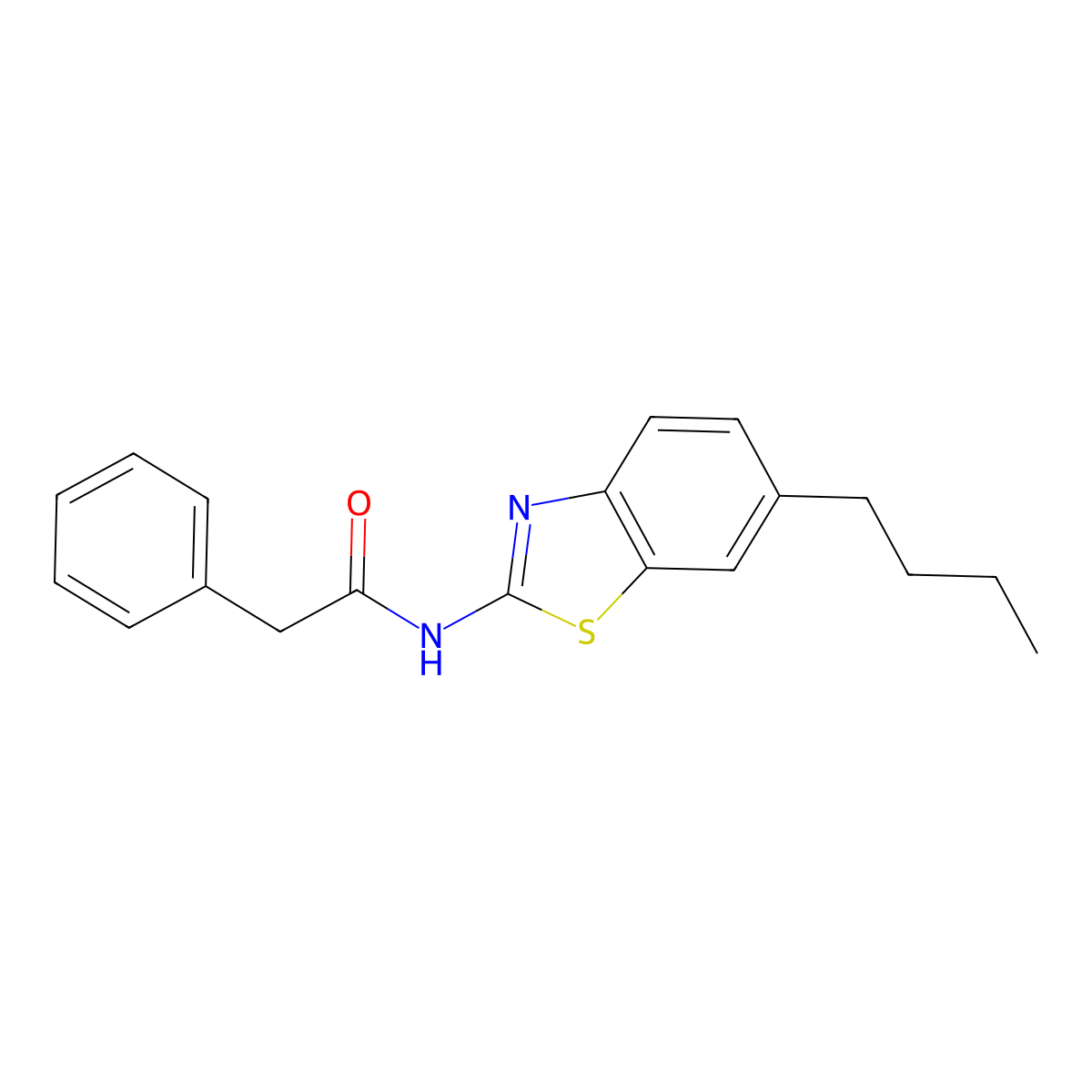 N-(6-butyl-1,3-benzothiazol-2-yl)-2-phenylacetamide molecular structure, CAS 593240-32-5
