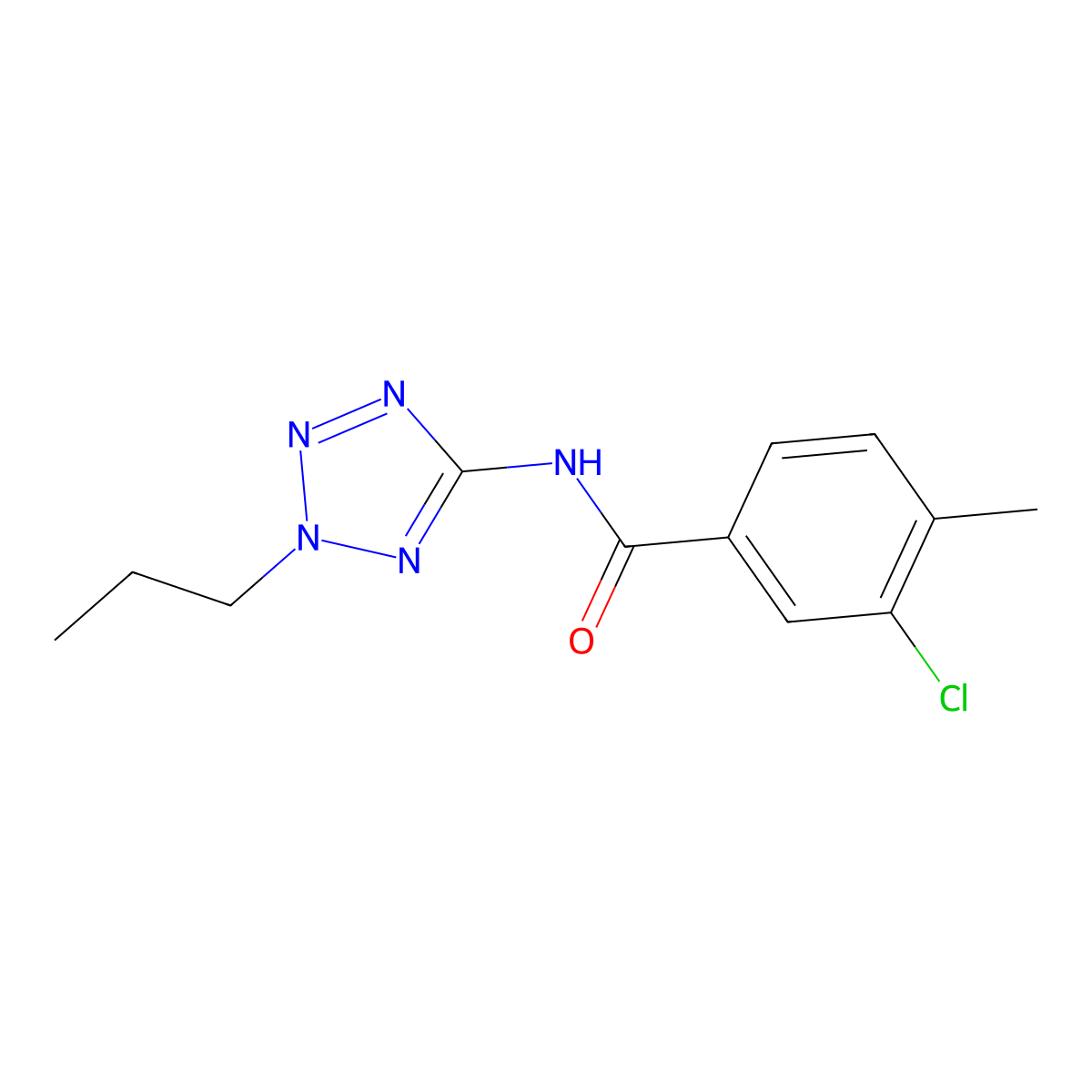 3-chloro-4-methyl-N-(2-propyltetrazol-5-yl)benzamide molecular structure, CAS 593240-49-4