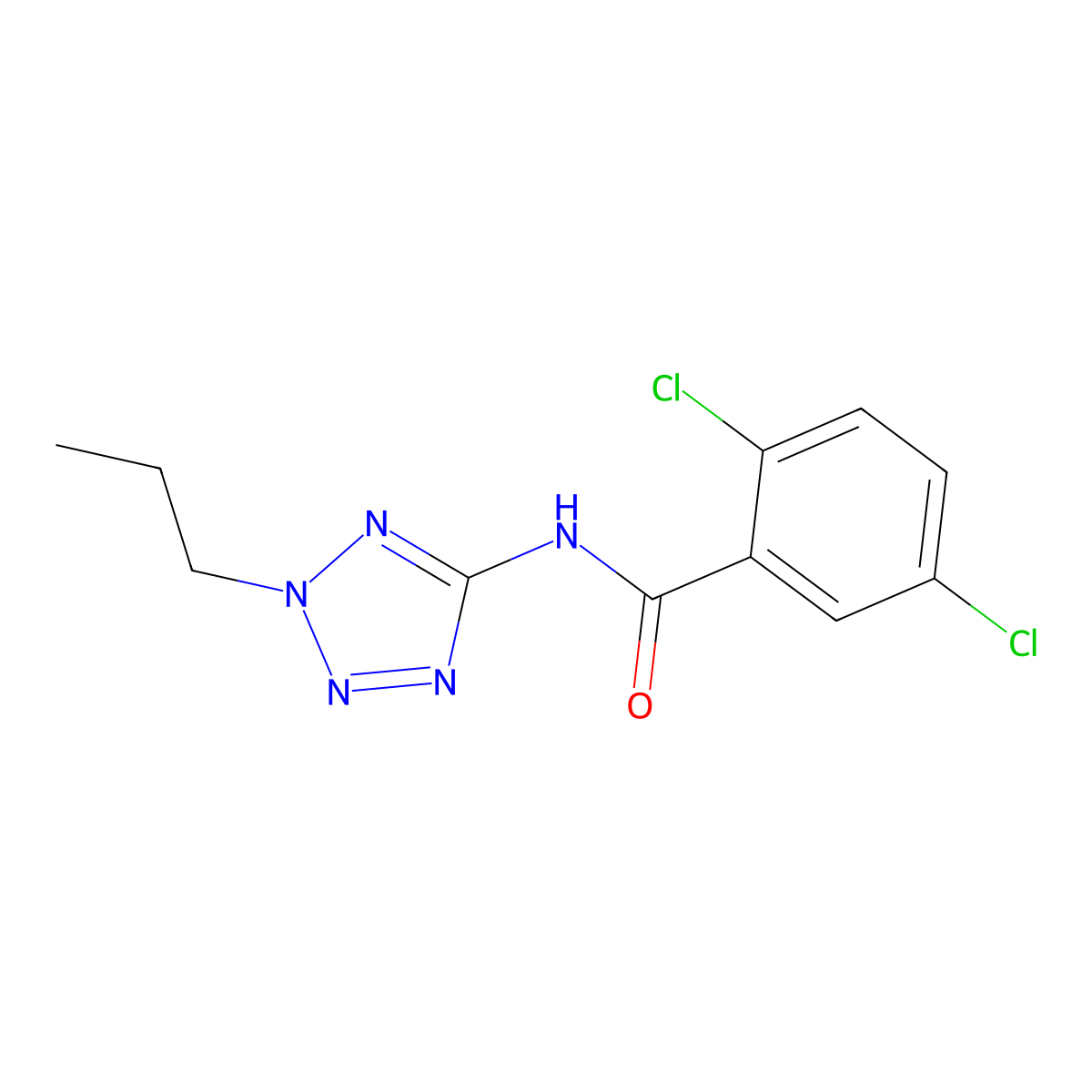 2,5-dichloro-N-(2-propyl-2H-tetraazol-5-yl)benzamide molecular structure, CAS 593240-50-7