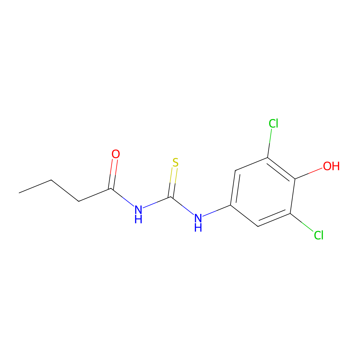N-[(3,5-dichloro-4-hydroxyphenyl)carbamothioyl]butanamide molecular structure, CAS 593240-97-2