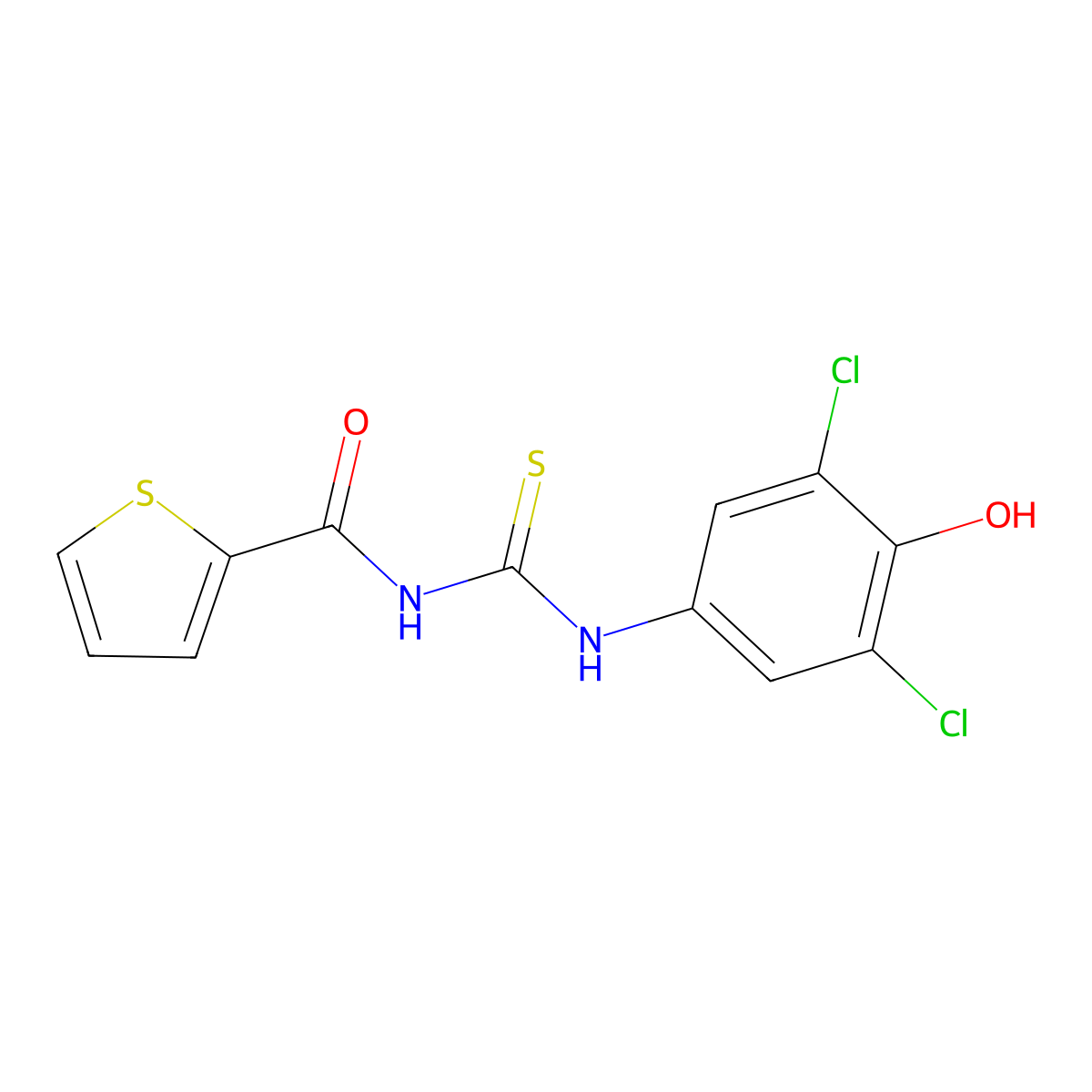 N-[(3,5-dichloro-4-hydroxyphenyl)carbamothioyl]thiophene-2-carboxamide molecular structure, CAS 593240-98-3
