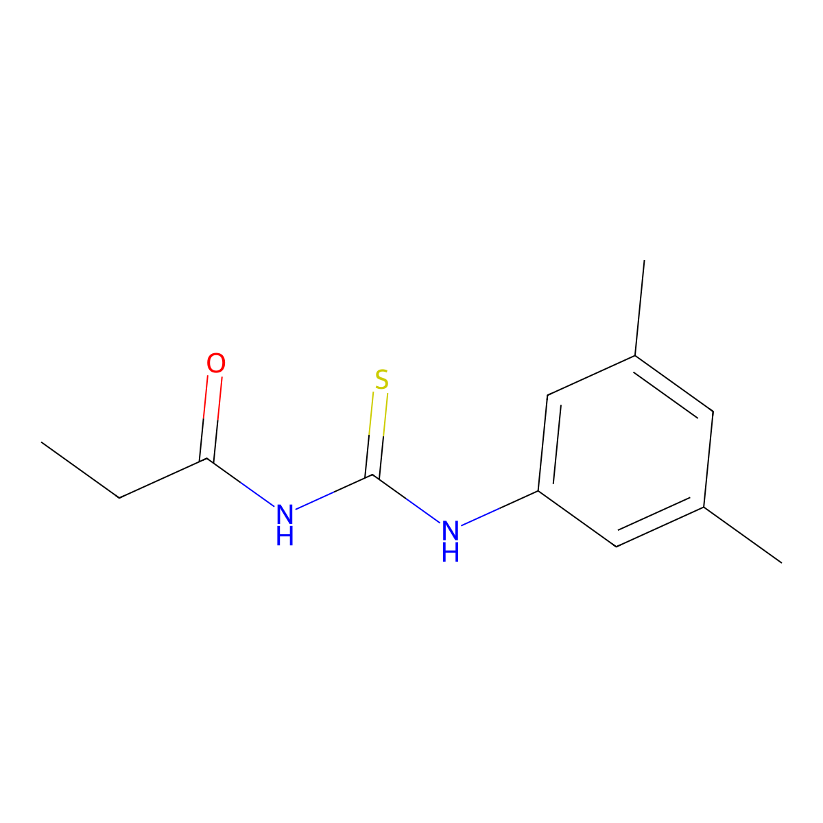 N-[(3,5-dimethylphenyl)carbamothioyl]propanamide molecular structure, CAS 593240-99-4