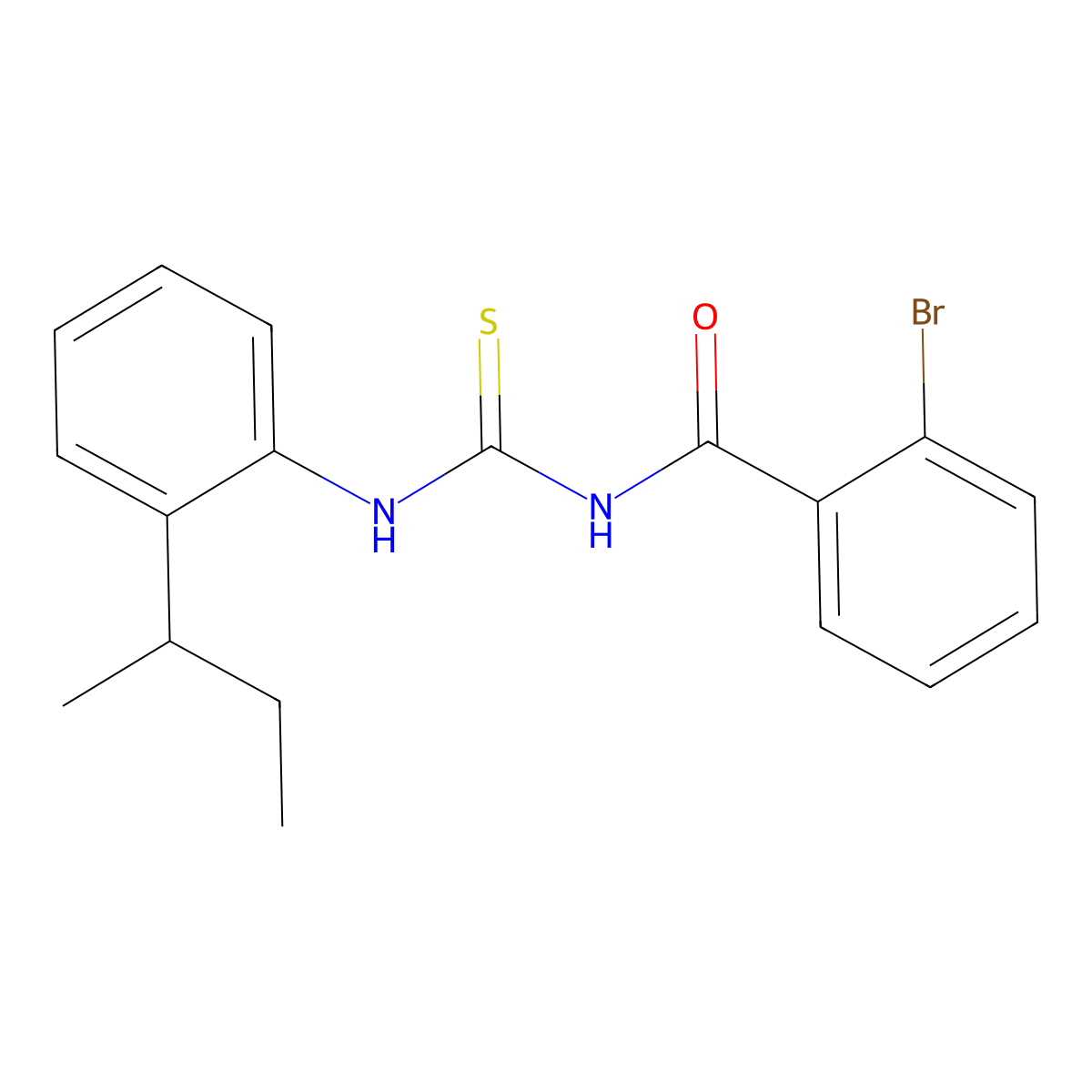 2-bromo-N-[(2-butan-2-ylphenyl)carbamothioyl]benzamide molecular structure, CAS 593241-00-0