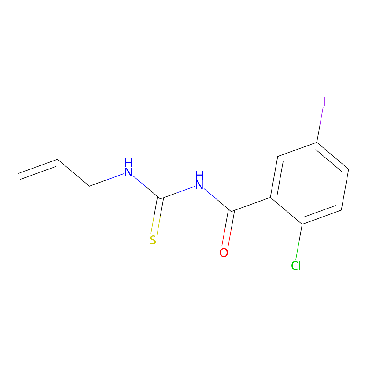 2-chloro-5-iodo-N-(prop-2-enylcarbamothioyl)benzamide molecular structure, CAS 593241-07-7
