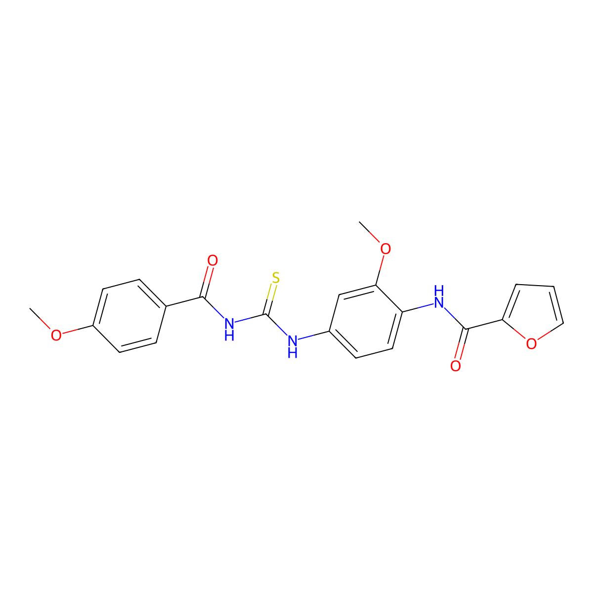 N-[2-methoxy-4-[(4-methoxybenzoyl)carbamothioylamino]phenyl]furan-2-carboxamide molecular structure, CAS 593241-17-9
