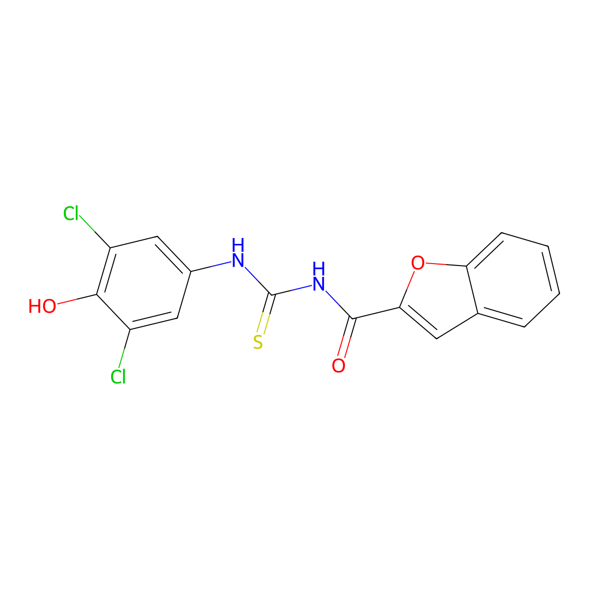 N-[(3,5-dichloro-4-hydroxyphenyl)carbamothioyl]-1-benzofuran-2-carboxamide molecular structure, CAS 593241-21-5
