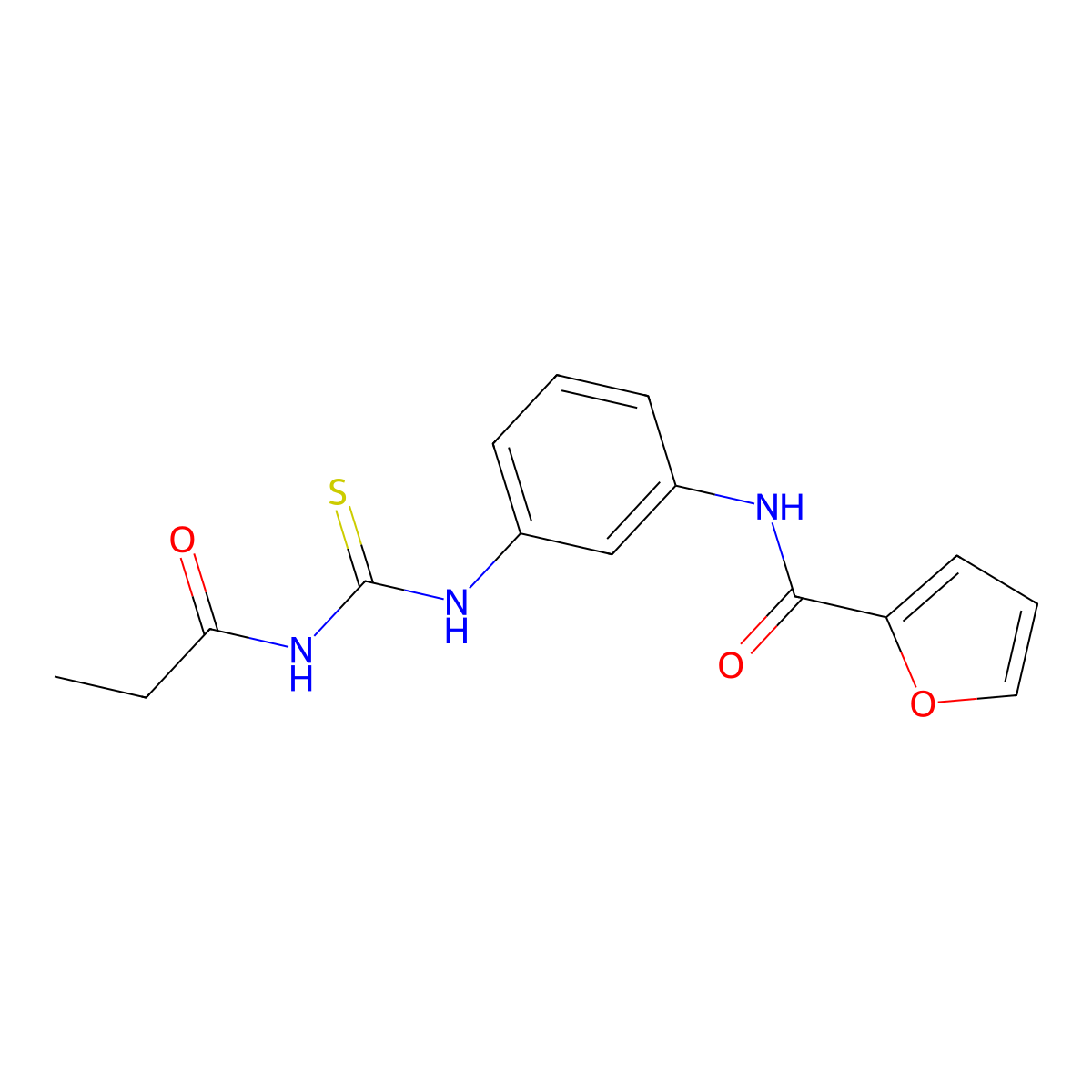 N-[3-(propanoylcarbamothioylamino)phenyl]furan-2-carboxamide molecular structure, CAS 593241-23-7