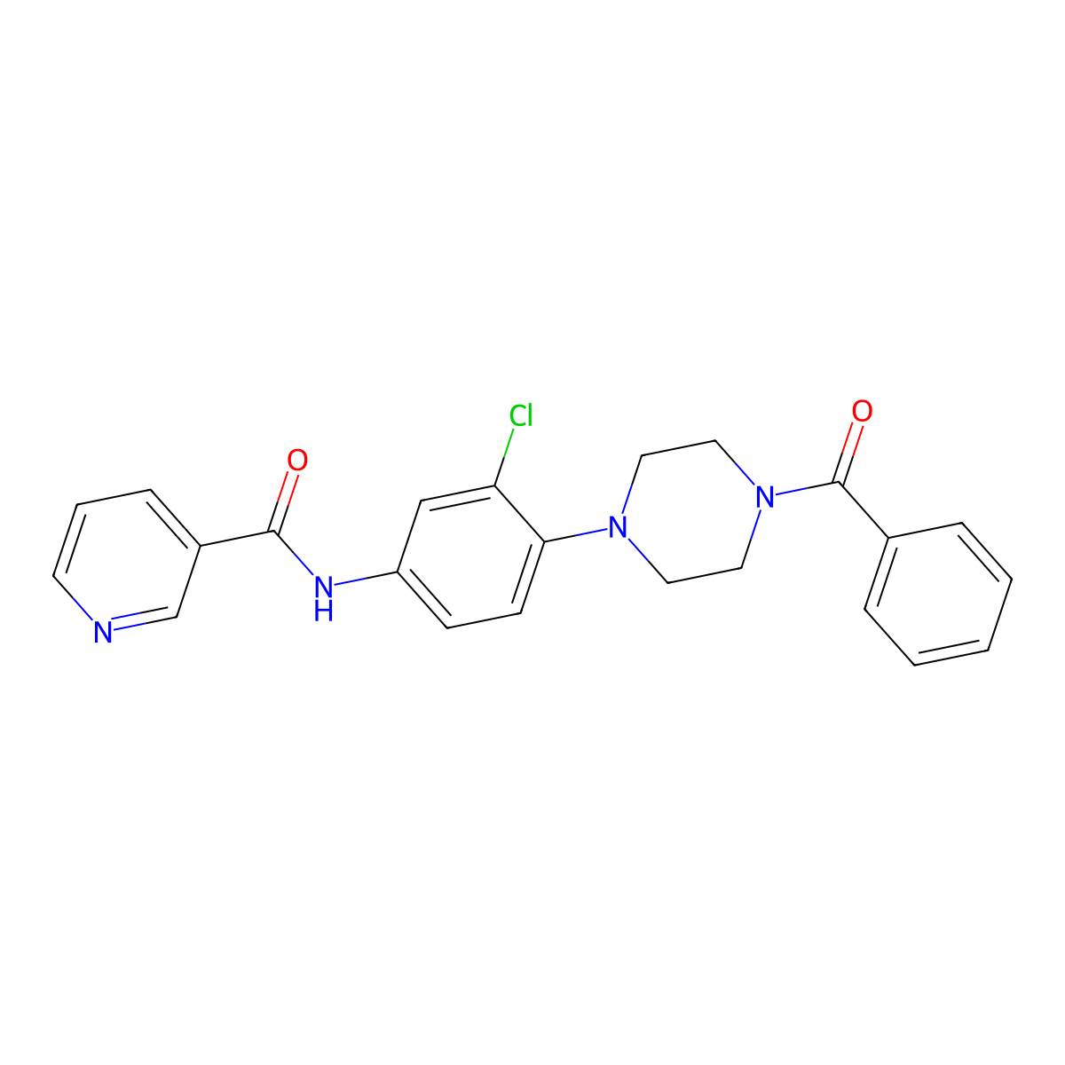 N-[4-(4-benzoylpiperazin-1-yl)-3-chlorophenyl]pyridine-3-carboxamide molecular structure, CAS 593241-31-7