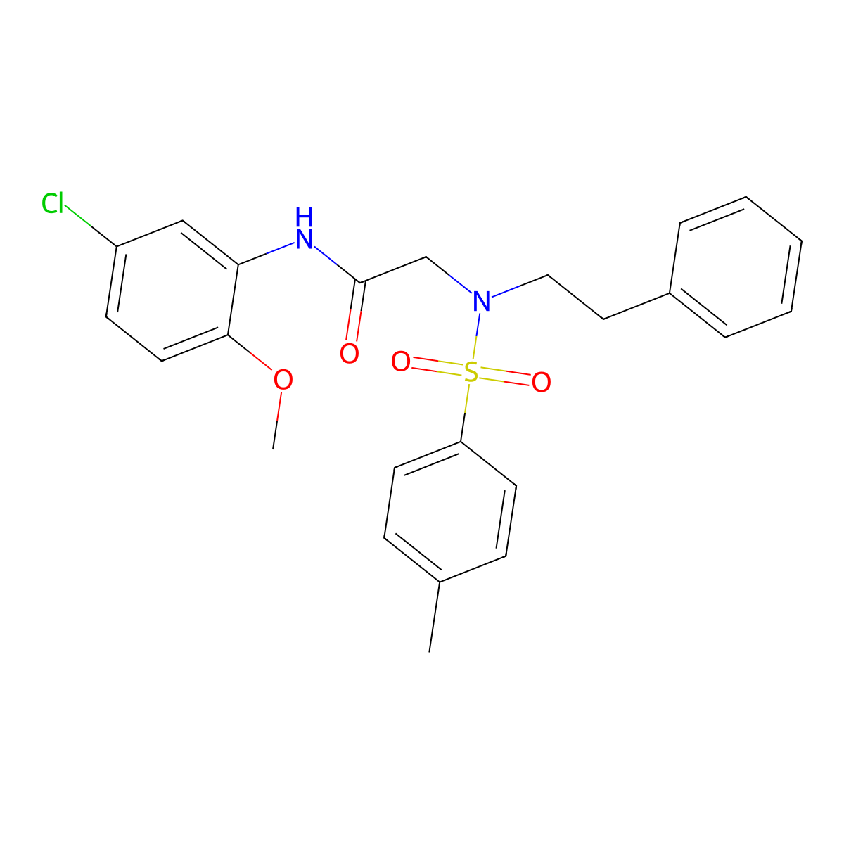N-(5-chloro-2-methoxyphenyl)-N~2~-[(4-methylphenyl)sulfonyl]-N~2~-(2-phenylethyl)glycinamide molecular structure, CAS 593242-07-0