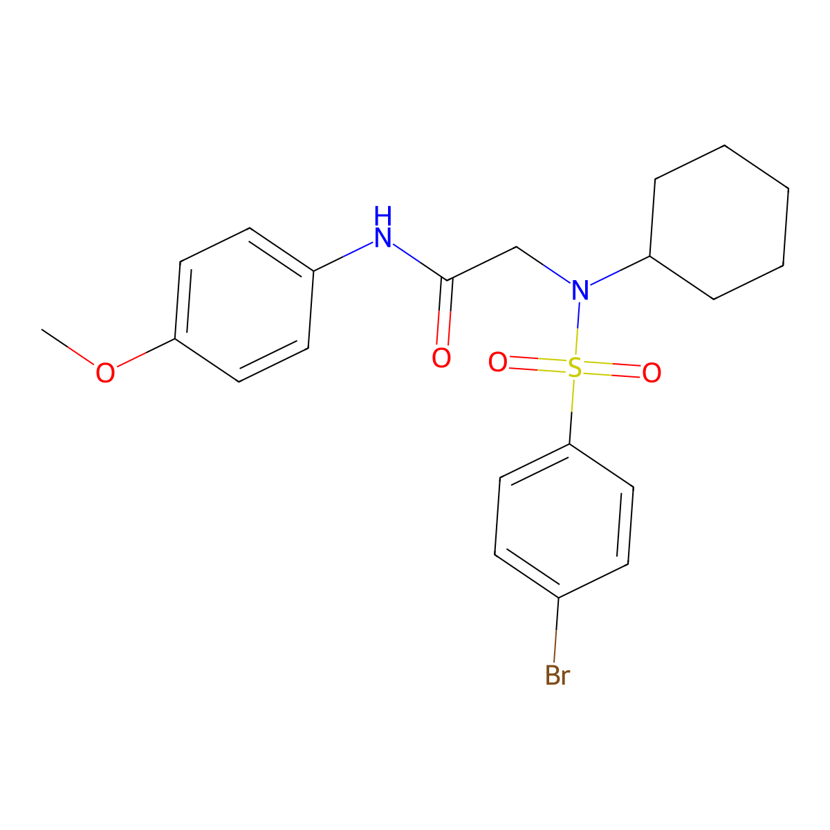 2-[(4-bromophenyl)sulfonyl-cyclohexylamino]-N-(4-methoxyphenyl)acetamide molecular structure, CAS 593243-16-4