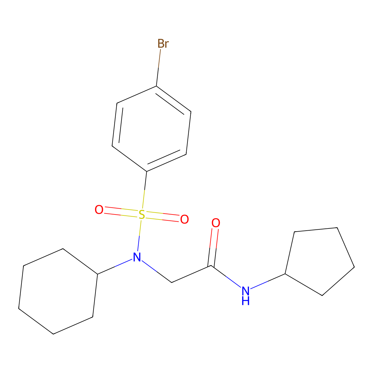 2-[(4-bromophenyl)sulfonyl-cyclohexylamino]-N-cyclopentylacetamide molecular structure, CAS 593243-21-1