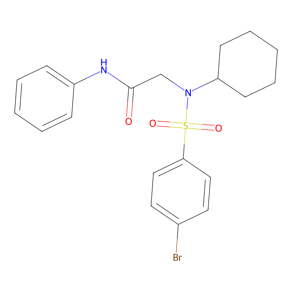 2-[(4-bromophenyl)sulfonyl-cyclohexylamino]-N-phenylacetamide molecular structure, CAS 593243-22-2