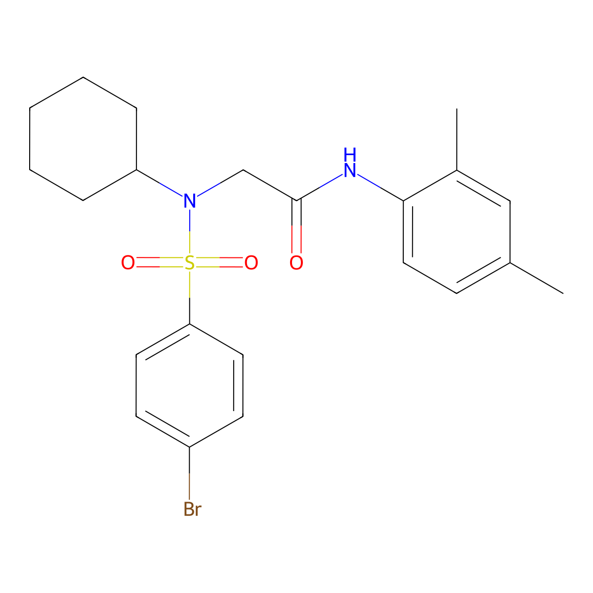 2-[(4-bromophenyl)sulfonyl-cyclohexylamino]-N-(2,4-dimethylphenyl)acetamide molecular structure, CAS 593243-26-6