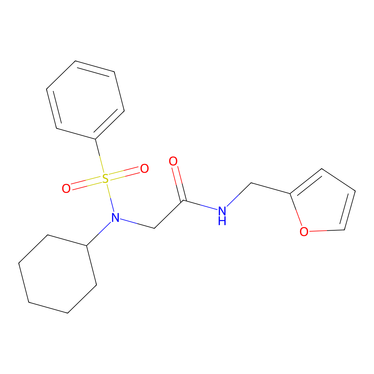 2-(Benzenesulfonyl-cyclohexyl-amino)-N-furan-2-ylmethyl-acetamide molecular structure, CAS 593243-33-5