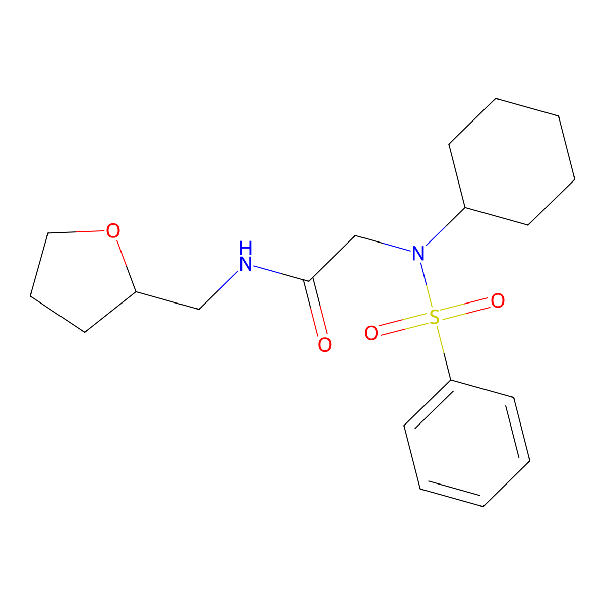 2-[benzenesulfonyl(cyclohexyl)amino]-N-(oxolan-2-ylmethyl)acetamide molecular structure, CAS 593243-38-0