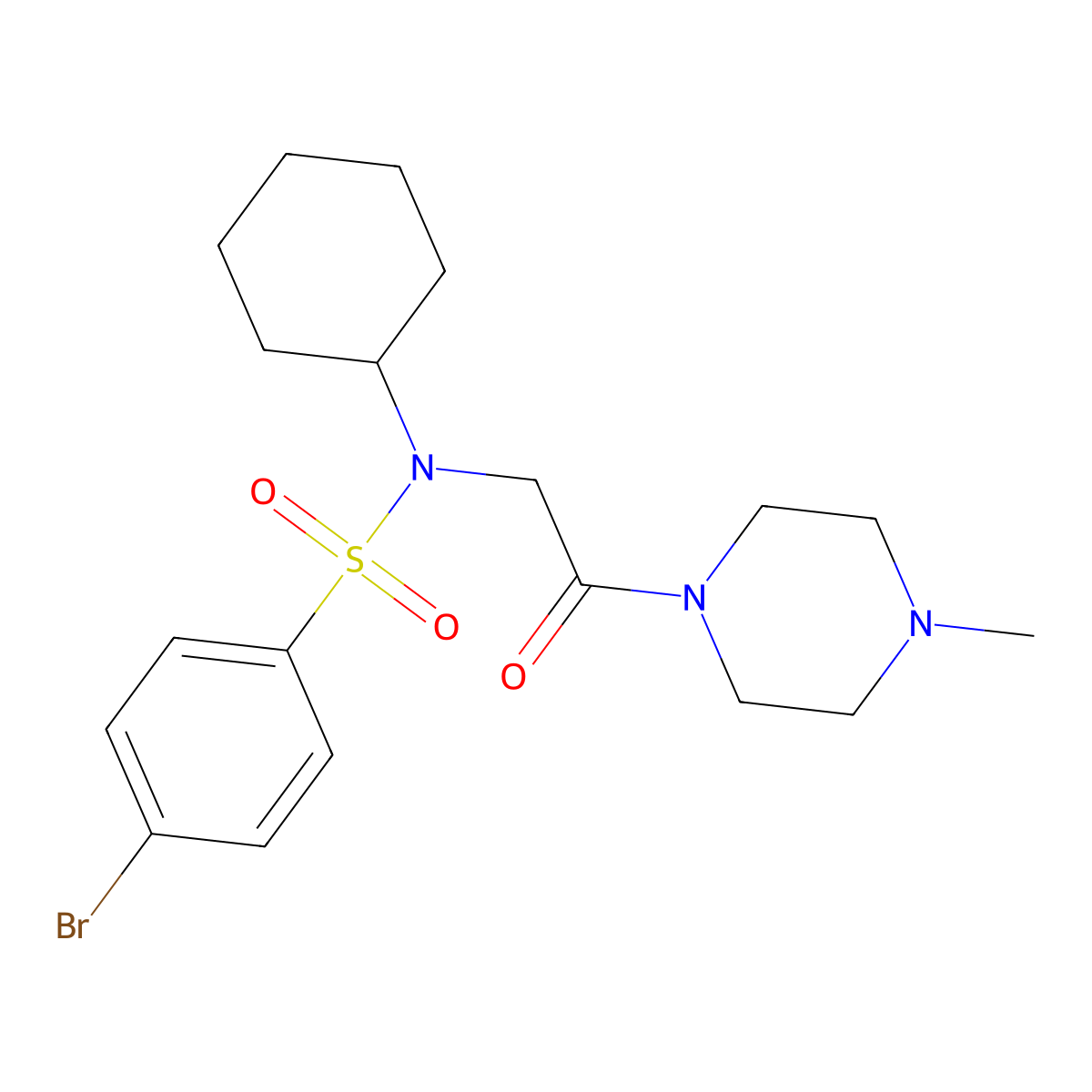 4-bromo-N-cyclohexyl-N-[2-(4-methylpiperazin-1-yl)-2-oxoethyl]benzenesulfonamide molecular structure, CAS 593243-40-4