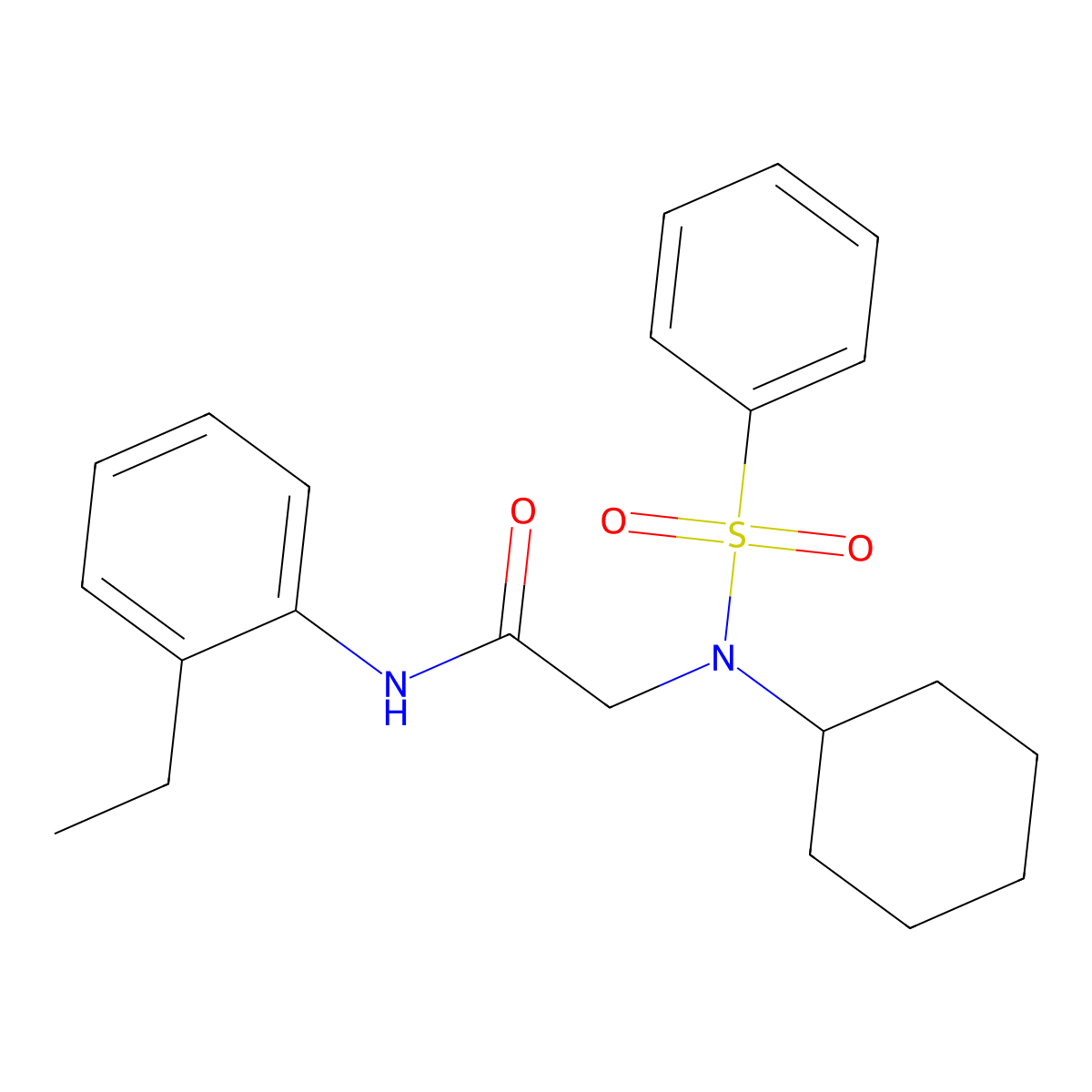 2-[benzenesulfonyl(cyclohexyl)amino]-N-(2-ethylphenyl)acetamide molecular structure, CAS 593243-50-6