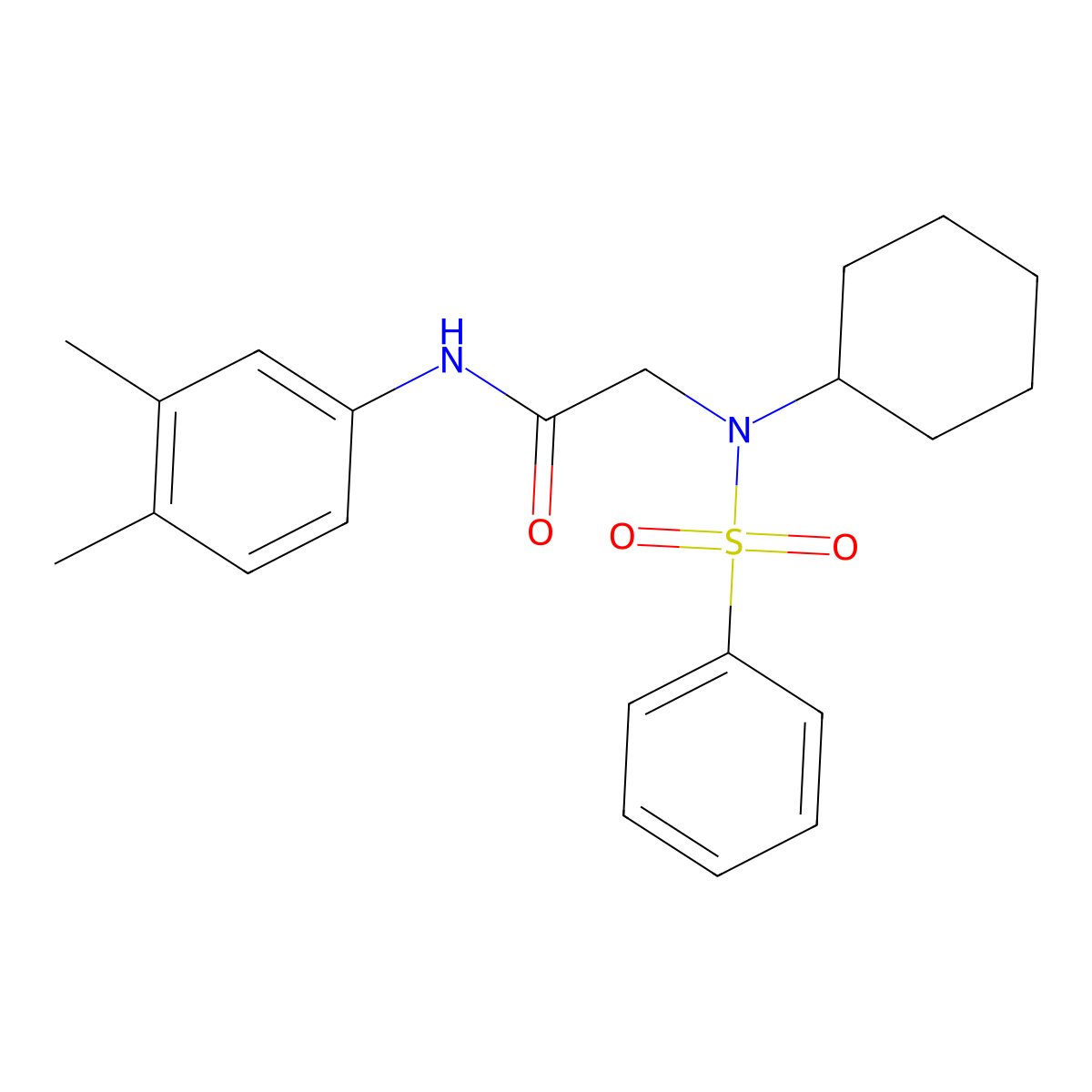 2-[benzenesulfonyl(cyclohexyl)amino]-N-(3,4-dimethylphenyl)acetamide molecular structure, CAS 593243-60-8