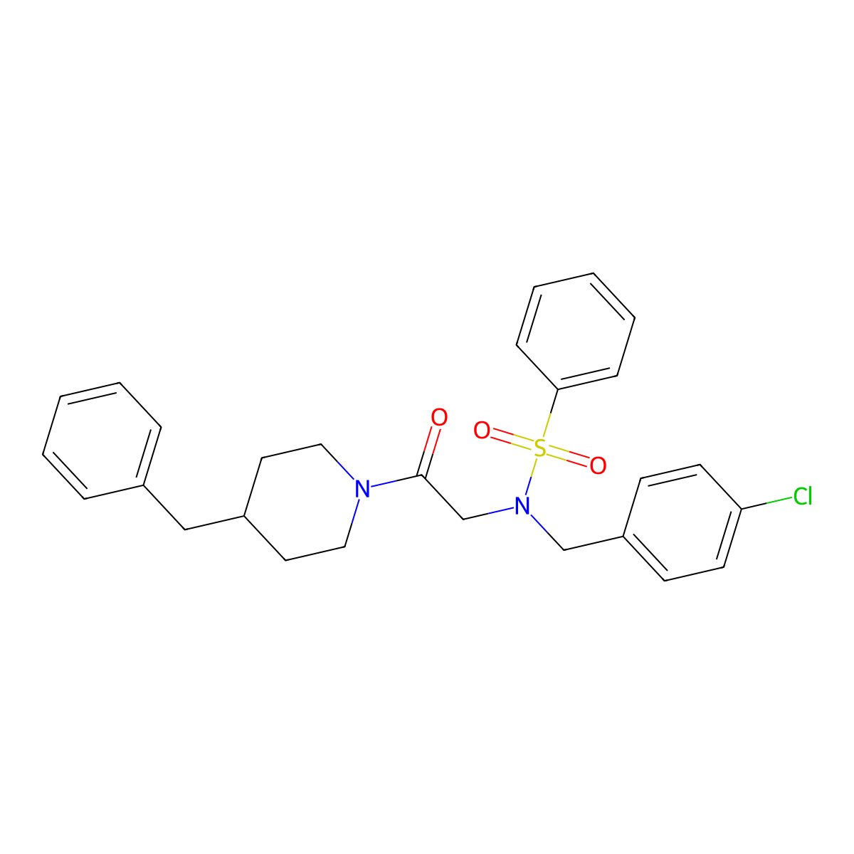 N-[2-(4-benzylpiperidin-1-yl)-2-oxoethyl]-N-(4-chlorobenzyl)benzenesulfonamide molecular structure, CAS 593243-70-0