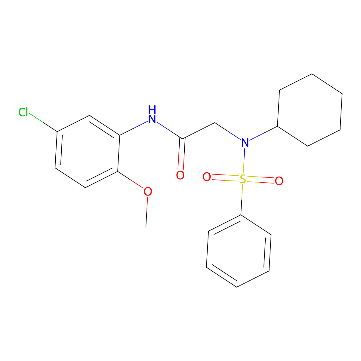 2-[benzenesulfonyl(cyclohexyl)amino]-N-(5-chloro-2-methoxyphenyl)acetamide molecular structure, CAS 593243-73-3