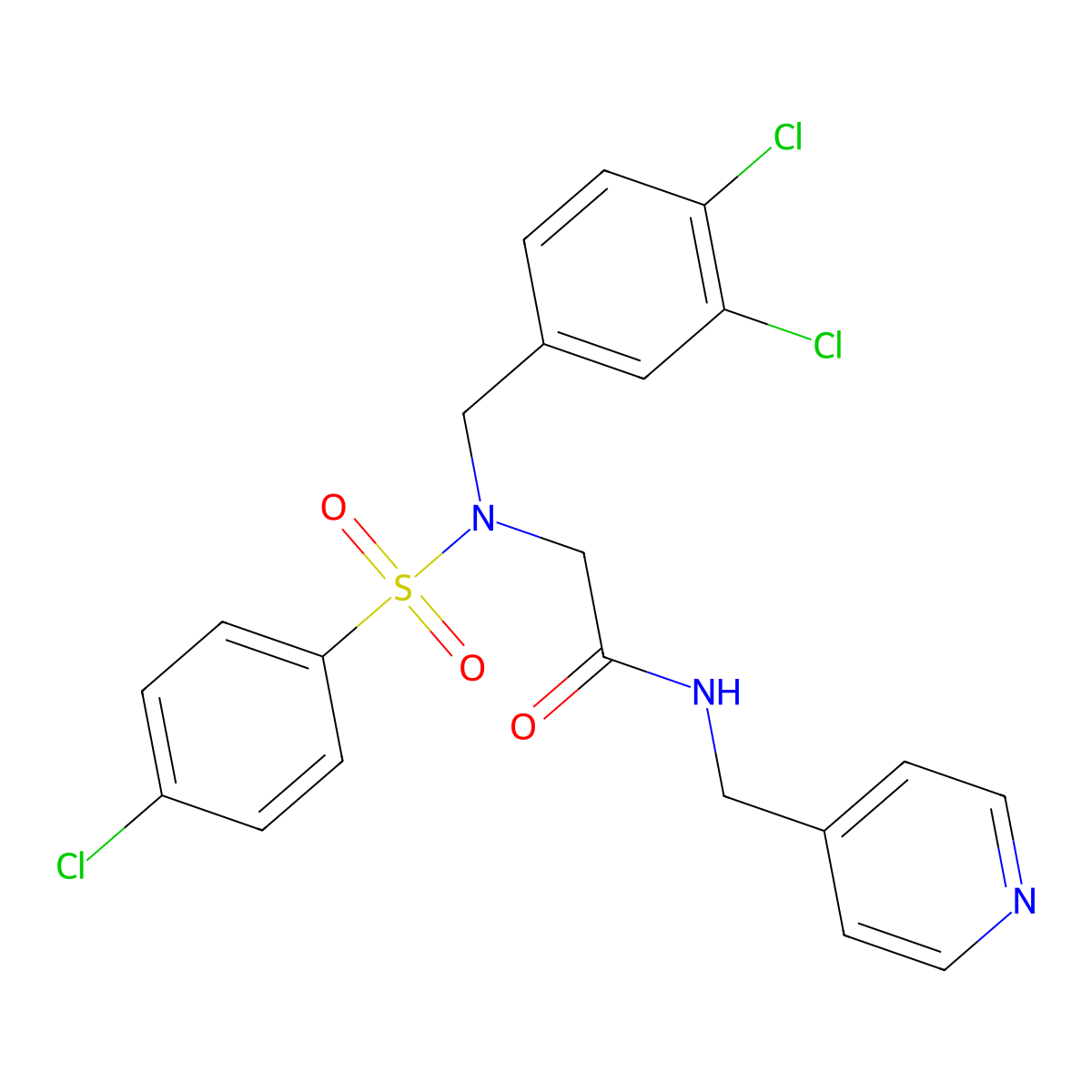 2-[(4-chlorophenyl)sulfonyl-[(3,4-dichlorophenyl)methyl]amino]-N-(pyridin-4-ylmethyl)acetamide molecular structure, CAS 593243-75-5