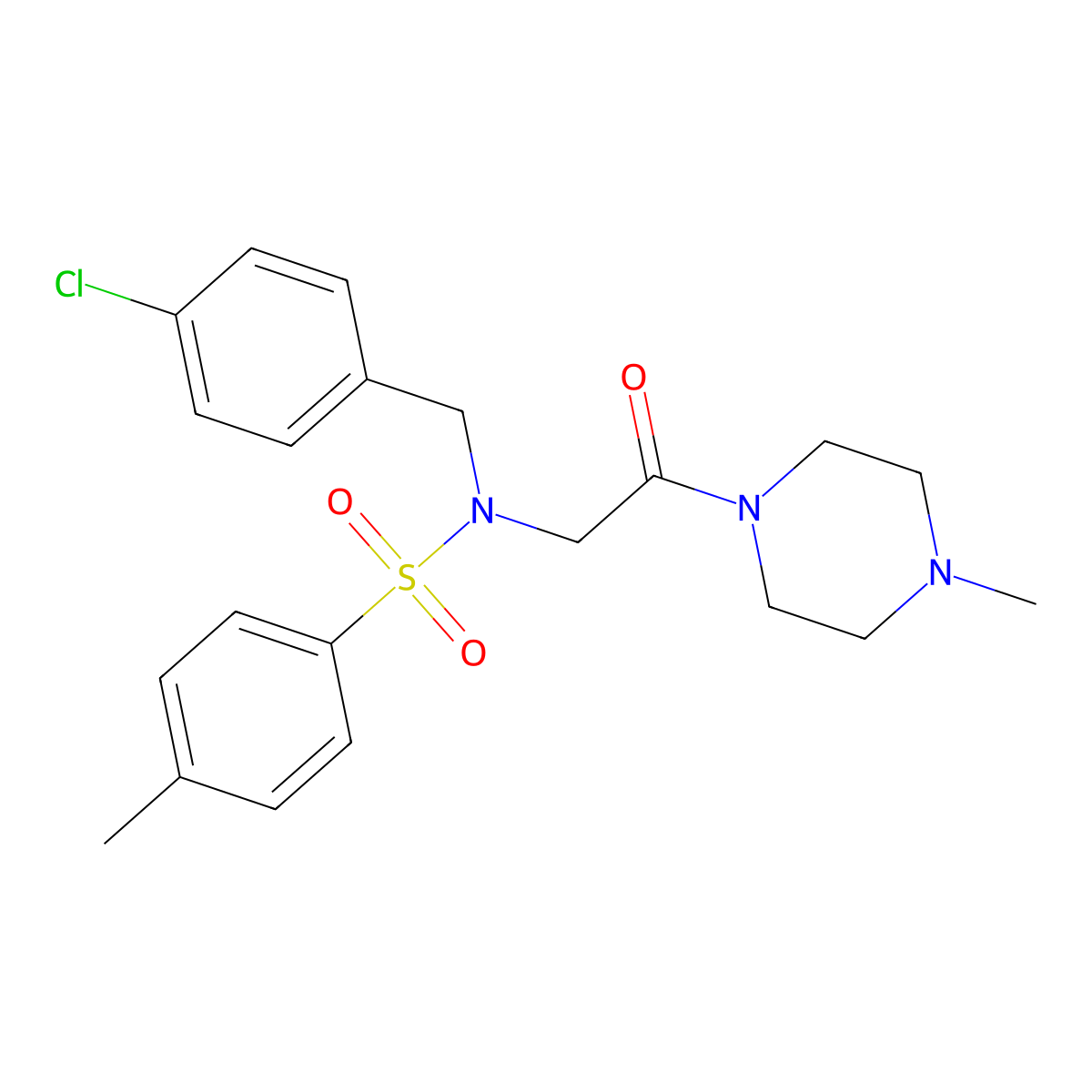 N-[(4-chlorophenyl)methyl]-4-methyl-N-[2-(4-methylpiperazin-1-yl)-2-oxoethyl]benzenesulfonamide molecular structure, CAS 593243-76-6