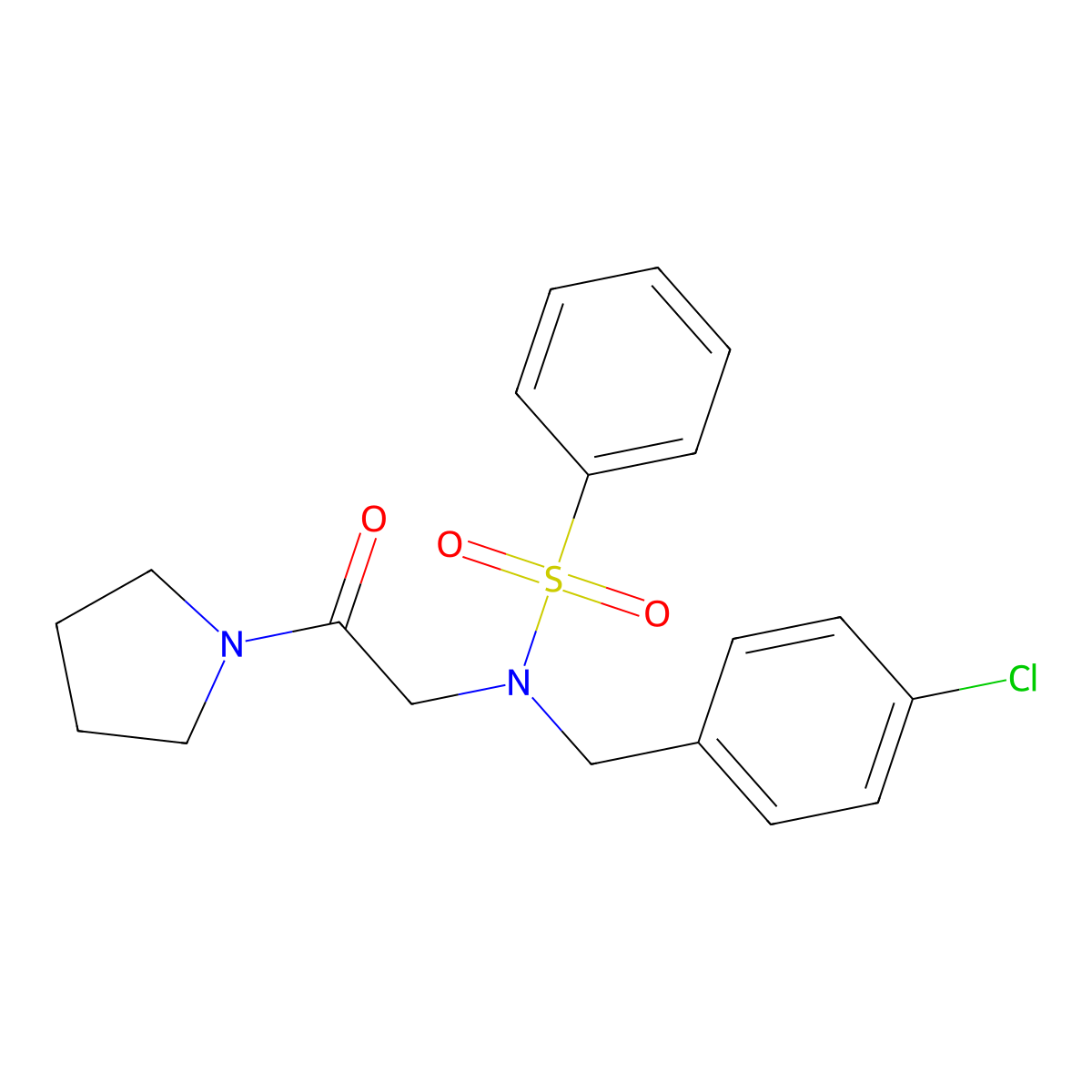 N-(4-chlorobenzyl)-N-[2-oxo-2-(pyrrolidin-1-yl)ethyl]benzenesulfonamide molecular structure, CAS 593243-87-9