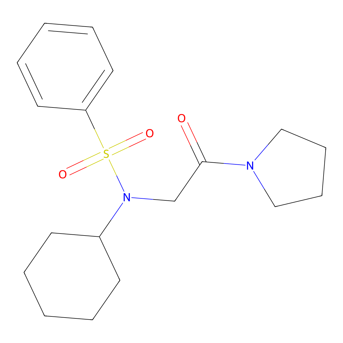 N-cyclohexyl-N-(2-oxo-2-pyrrolidin-1-ylethyl)benzenesulfonamide molecular structure, CAS 593243-90-4