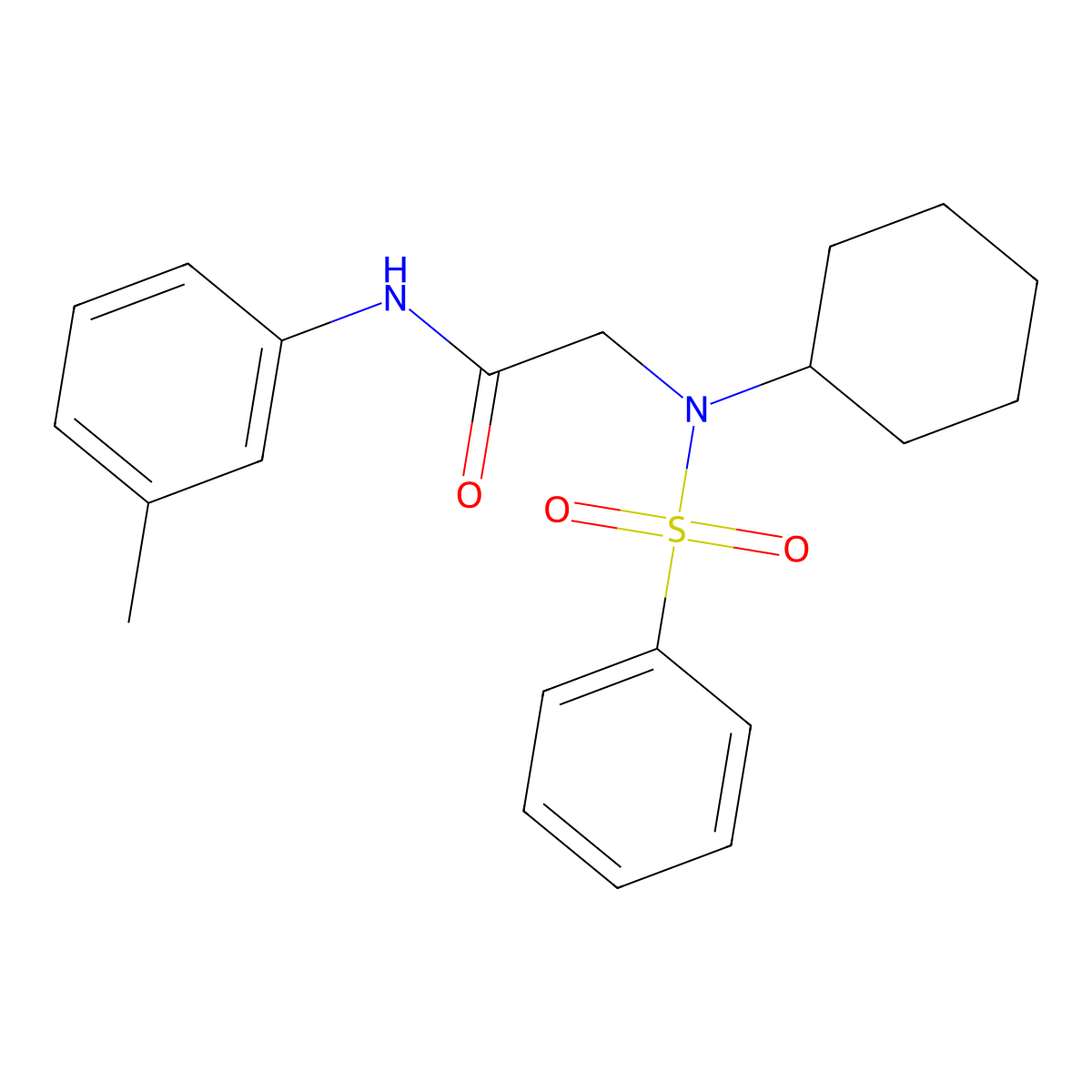 2-[benzenesulfonyl(cyclohexyl)amino]-N-(3-methylphenyl)acetamide molecular structure, CAS 593243-91-5