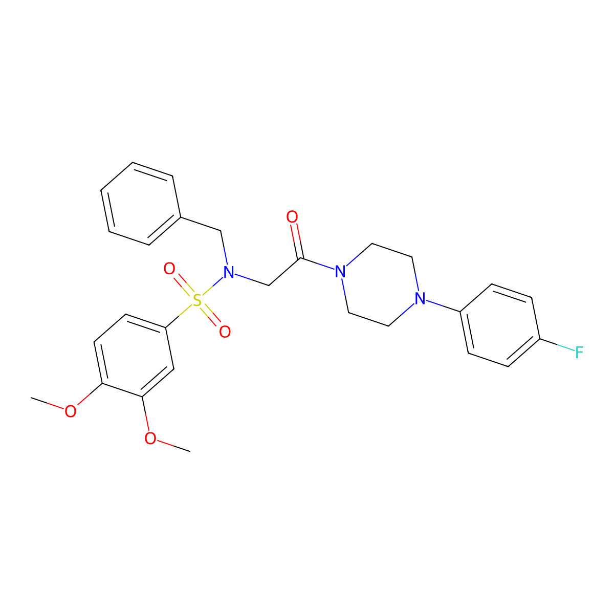 N-benzyl-N-[2-[4-(4-fluorophenyl)piperazin-1-yl]-2-oxoethyl]-3,4-dimethoxybenzenesulfonamide molecular structure, CAS 593243-95-9