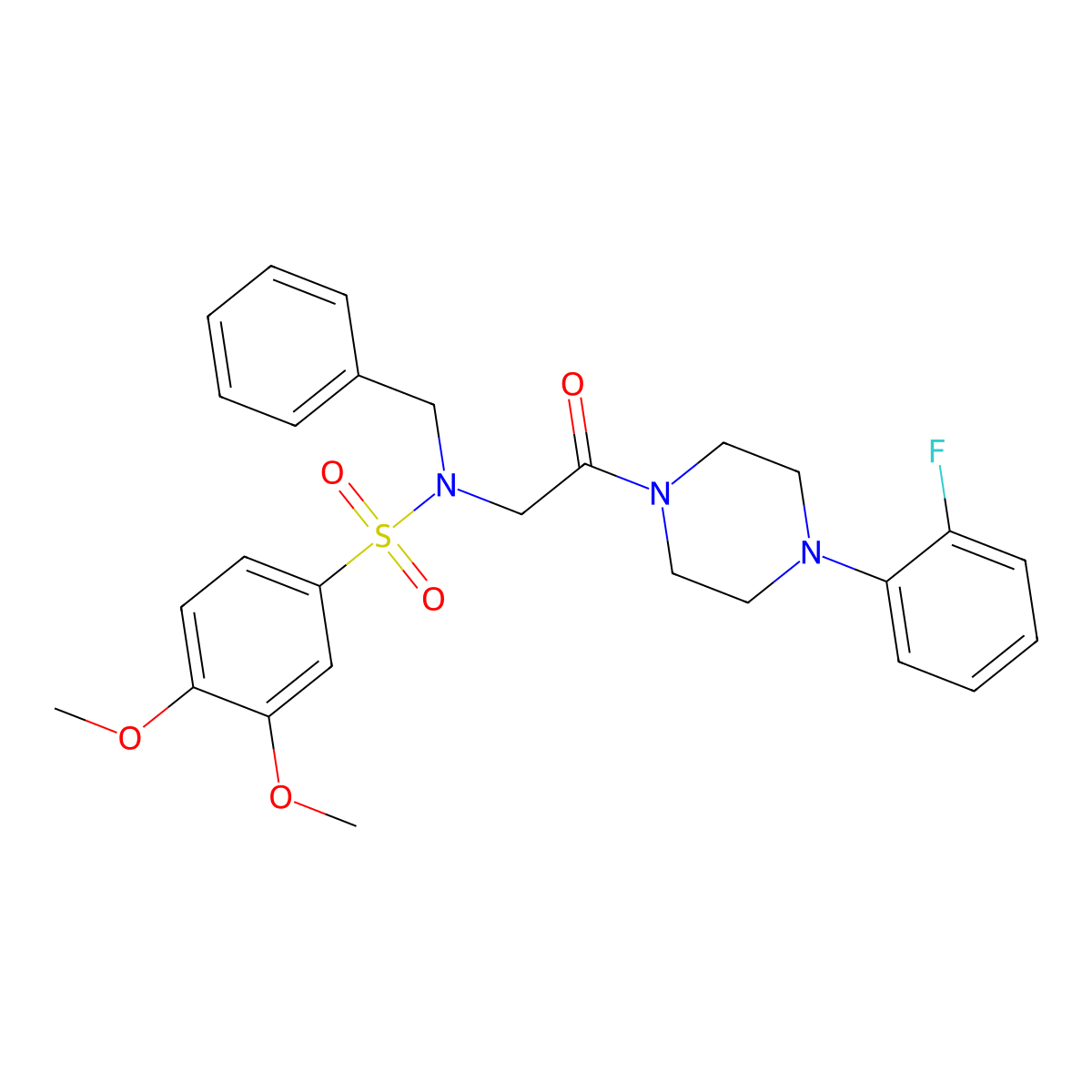 N-benzyl-N-[2-[4-(2-fluorophenyl)piperazin-1-yl]-2-oxoethyl]-3,4-dimethoxybenzenesulfonamide molecular structure, CAS 593243-96-0