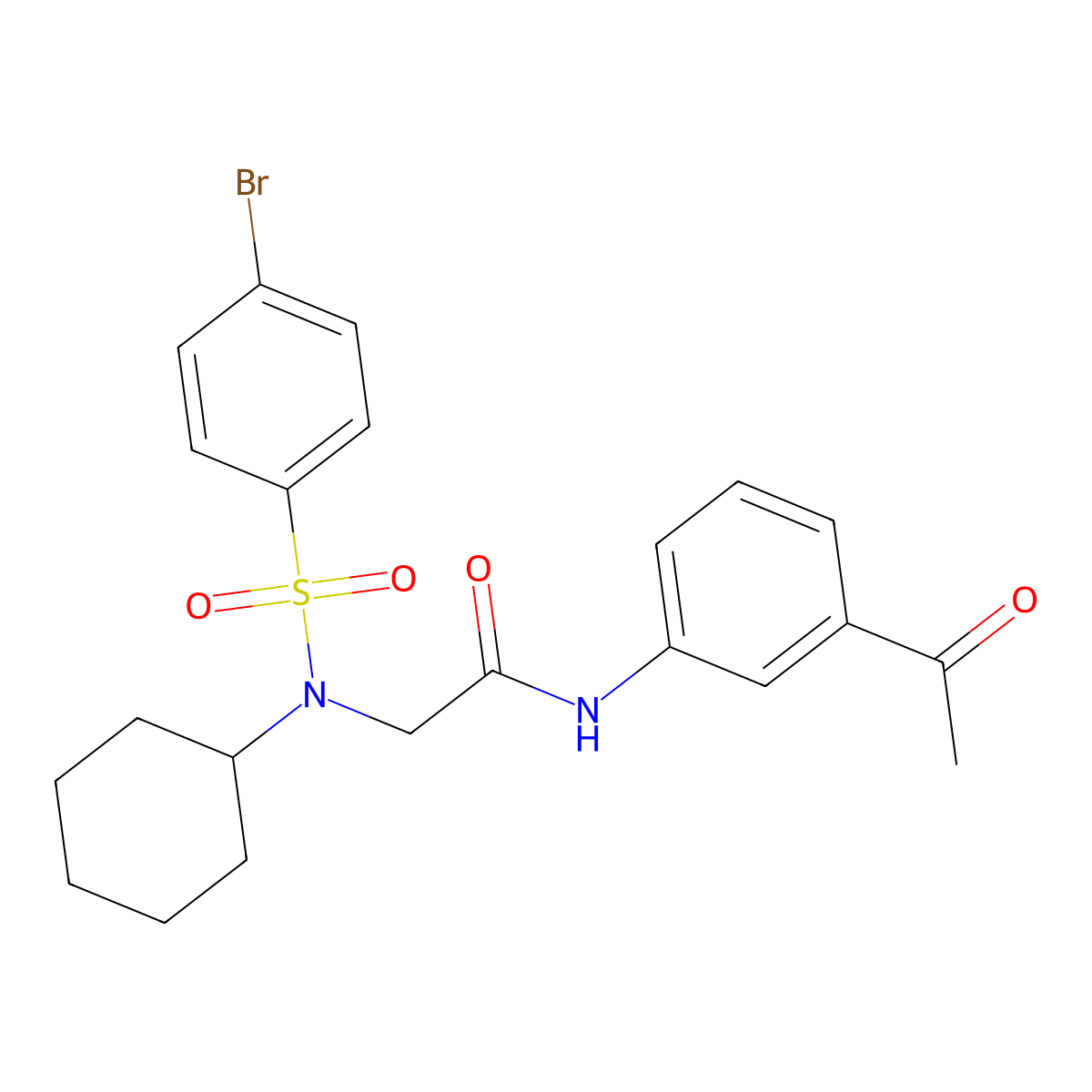 N-(3-acetylphenyl)-2-[(4-bromophenyl)sulfonyl-cyclohexylamino]acetamide molecular structure, CAS 593243-98-2