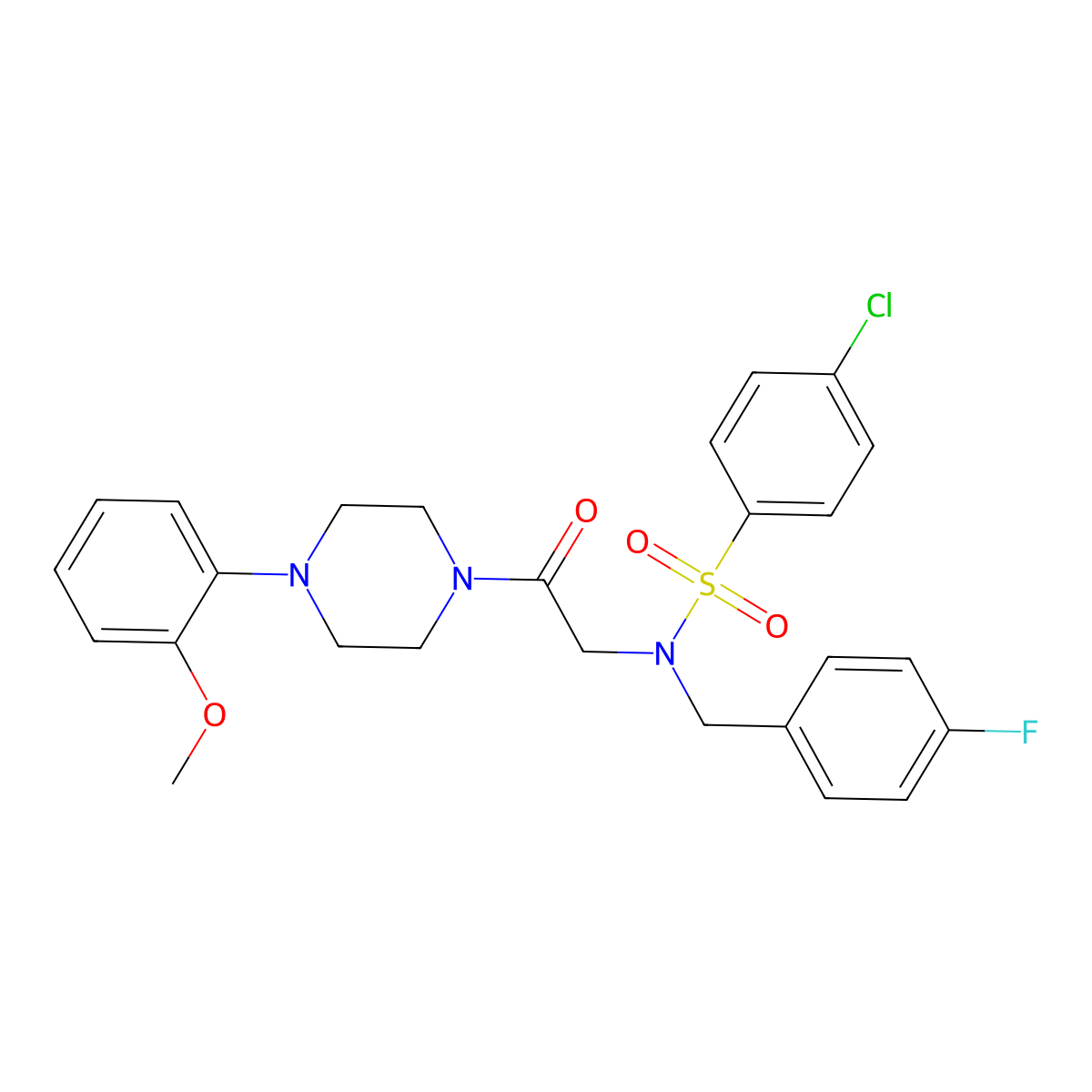 4-chloro-N-(4-fluorobenzyl)-N-{2-[4-(2-methoxyphenyl)piperazin-1-yl]-2-oxoethyl}benzenesulfonamide molecular structure, CAS 593244-01-0