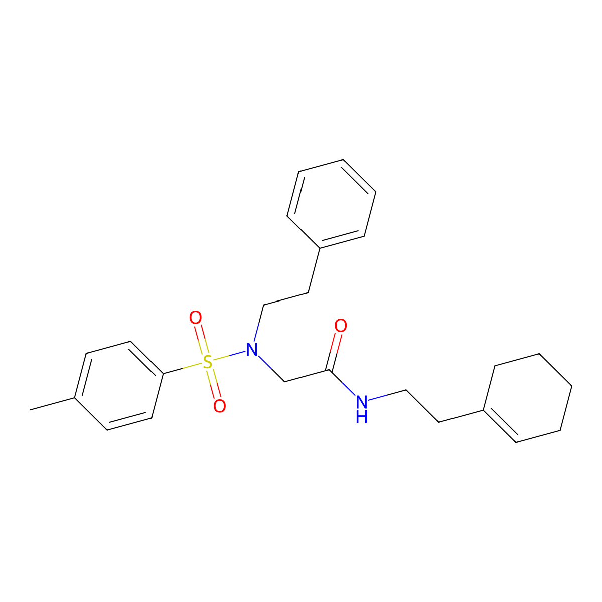 N-[2-(cyclohex-1-en-1-yl)ethyl]-N~2~-[(4-methylphenyl)sulfonyl]-N~2~-(2-phenylethyl)glycinamide molecular structure, CAS 593244-25-8