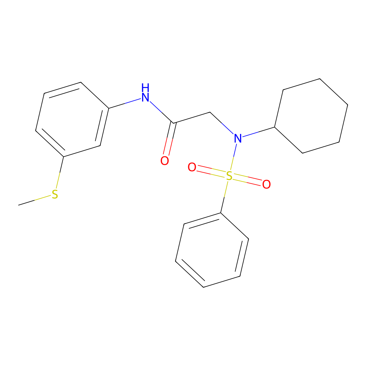 2-[benzenesulfonyl(cyclohexyl)amino]-N-(3-methylsulfanylphenyl)acetamide molecular structure, CAS 593244-51-0