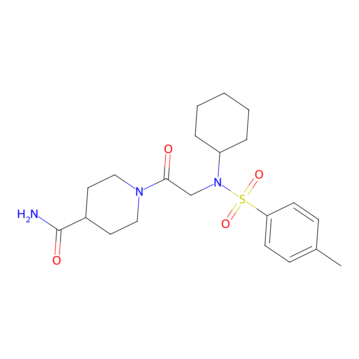 1-{N-cyclohexyl-N-[(4-methylphenyl)sulfonyl]glycyl}piperidine-4-carboxamide molecular structure, CAS 593244-56-5