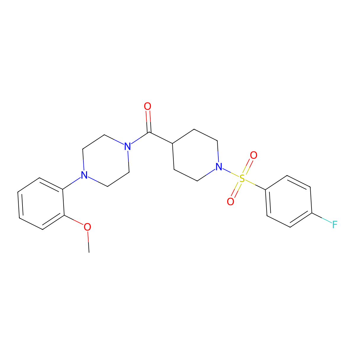 [1-(4-Fluorophenyl)sulfonylpiperidin-4-yl]-[4-(2-methoxyphenyl)piperazin-1-yl]methanone molecular structure, CAS 593244-75-8