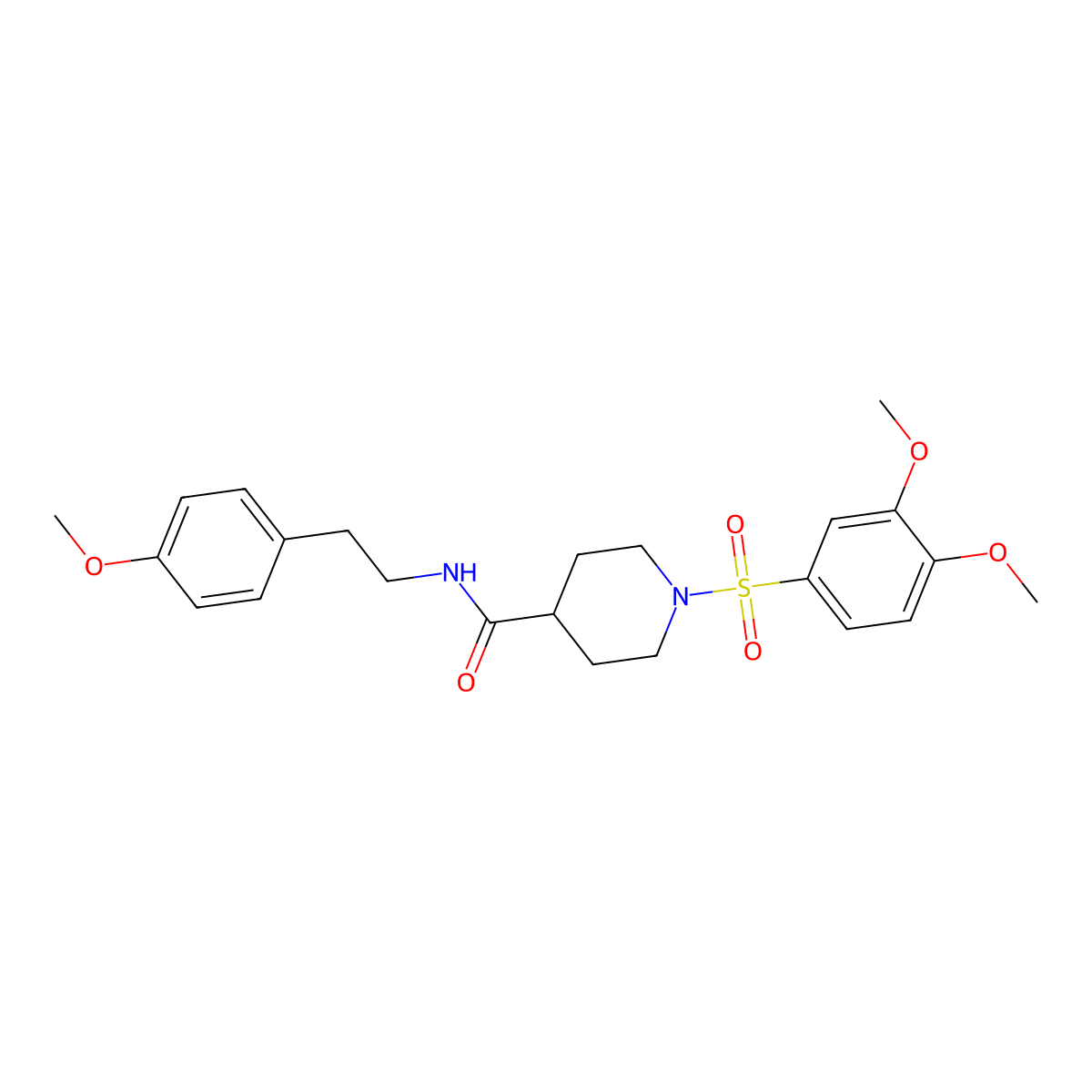 1-[(3,4-dimethoxyphenyl)sulfonyl]-N-[2-(4-methoxyphenyl)ethyl]-4-piperidinecarboxamide molecular structure, CAS 593244-77-0