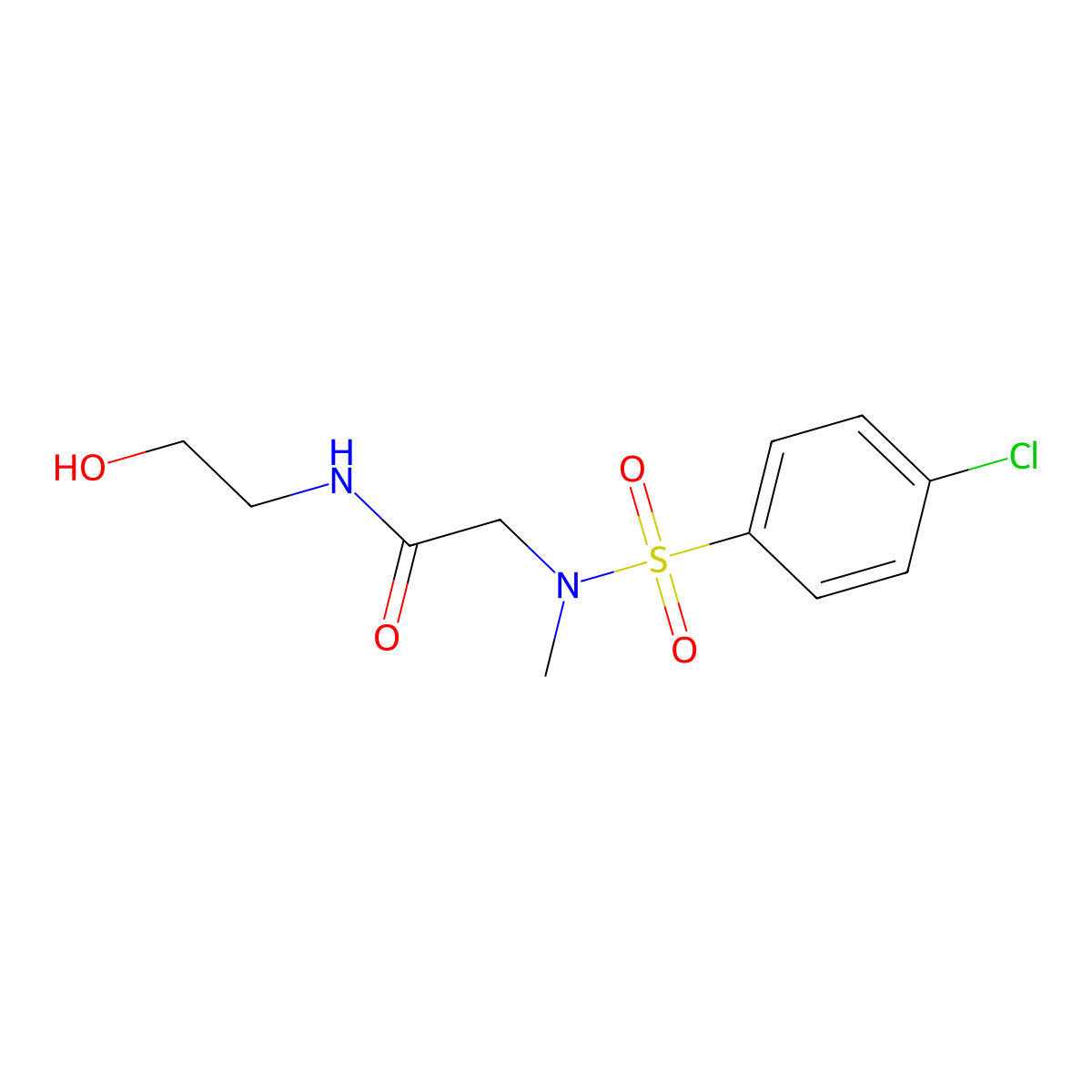 2-[(4-chlorophenyl)sulfonyl-methylamino]-N-(2-hydroxyethyl)acetamide molecular structure, CAS 593244-92-9