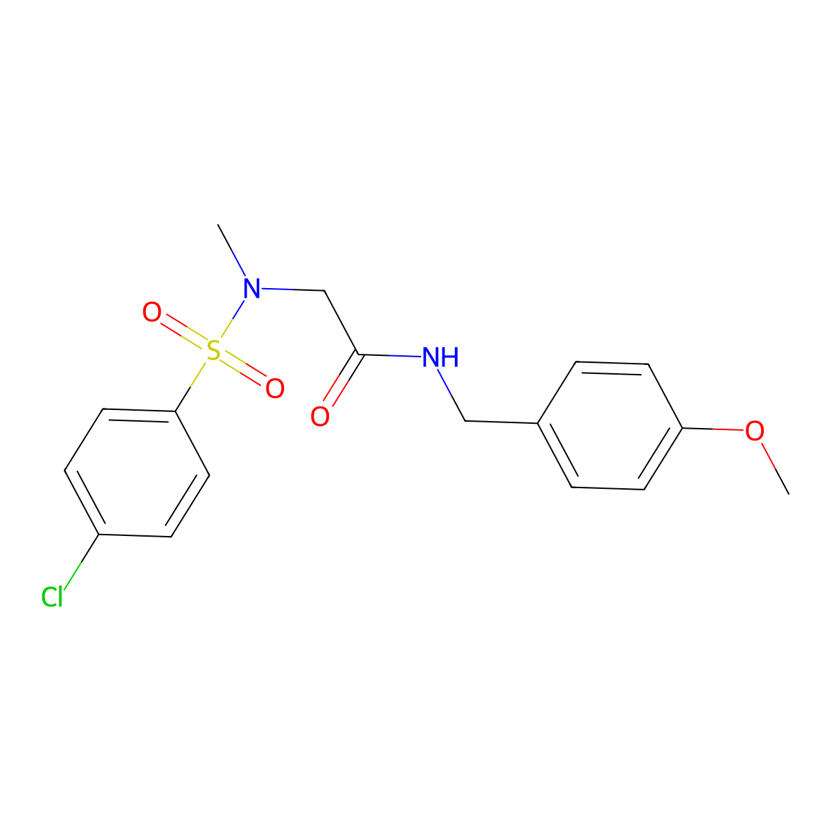 2-[(4-chlorophenyl)sulfonyl-methylamino]-N-[(4-methoxyphenyl)methyl]acetamide molecular structure, CAS 593244-94-1