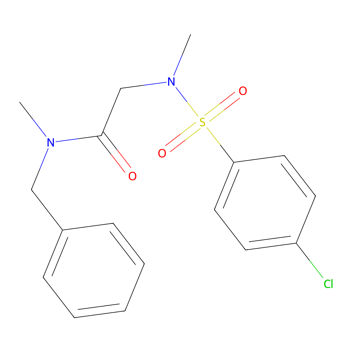 N-benzyl-2-[(4-chlorophenyl)sulfonyl-methylamino]-N-methylacetamide molecular structure, CAS 593245-04-6