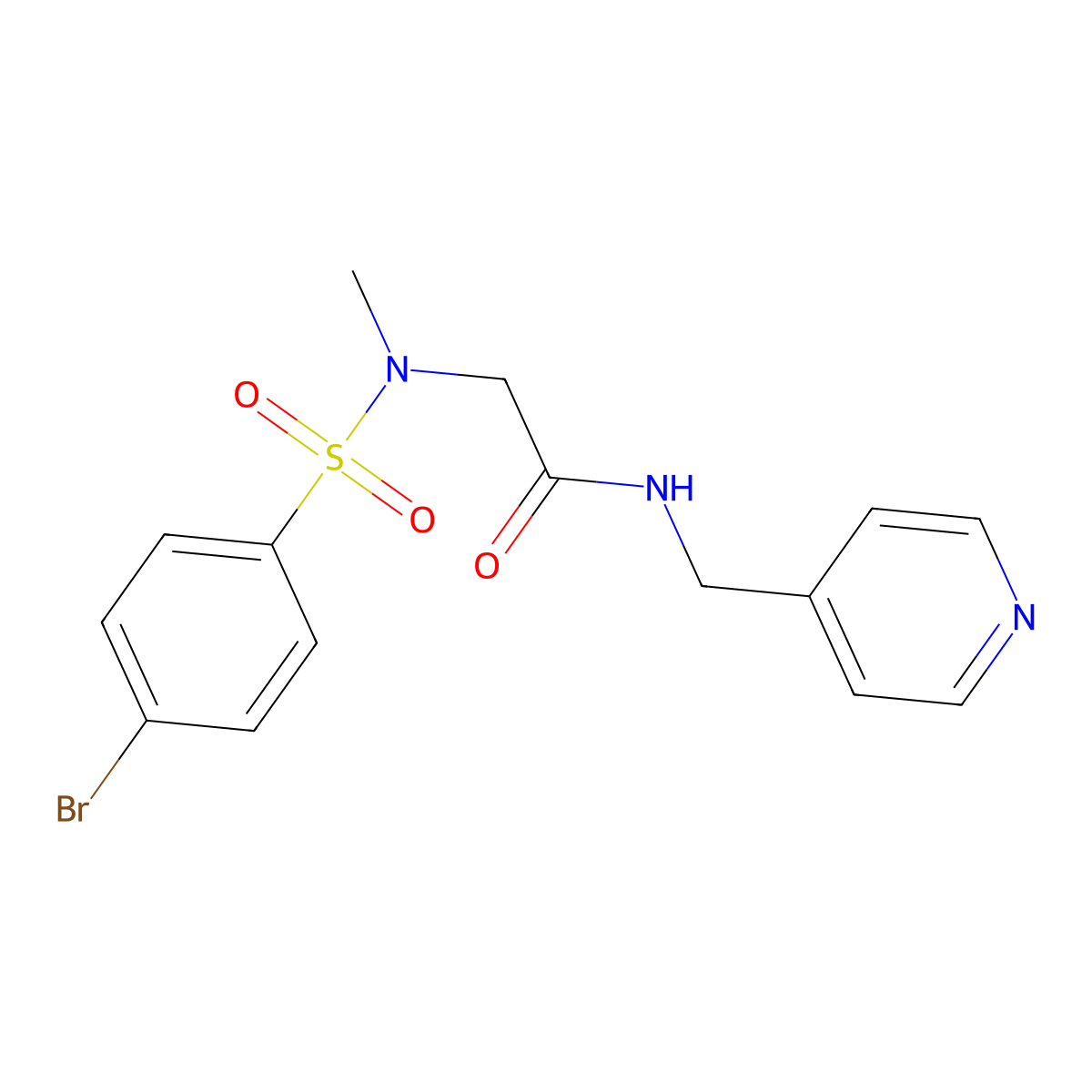 2-[(4-bromophenyl)sulfonyl-methylamino]-N-(pyridin-4-ylmethyl)acetamide molecular structure, CAS 593245-19-3