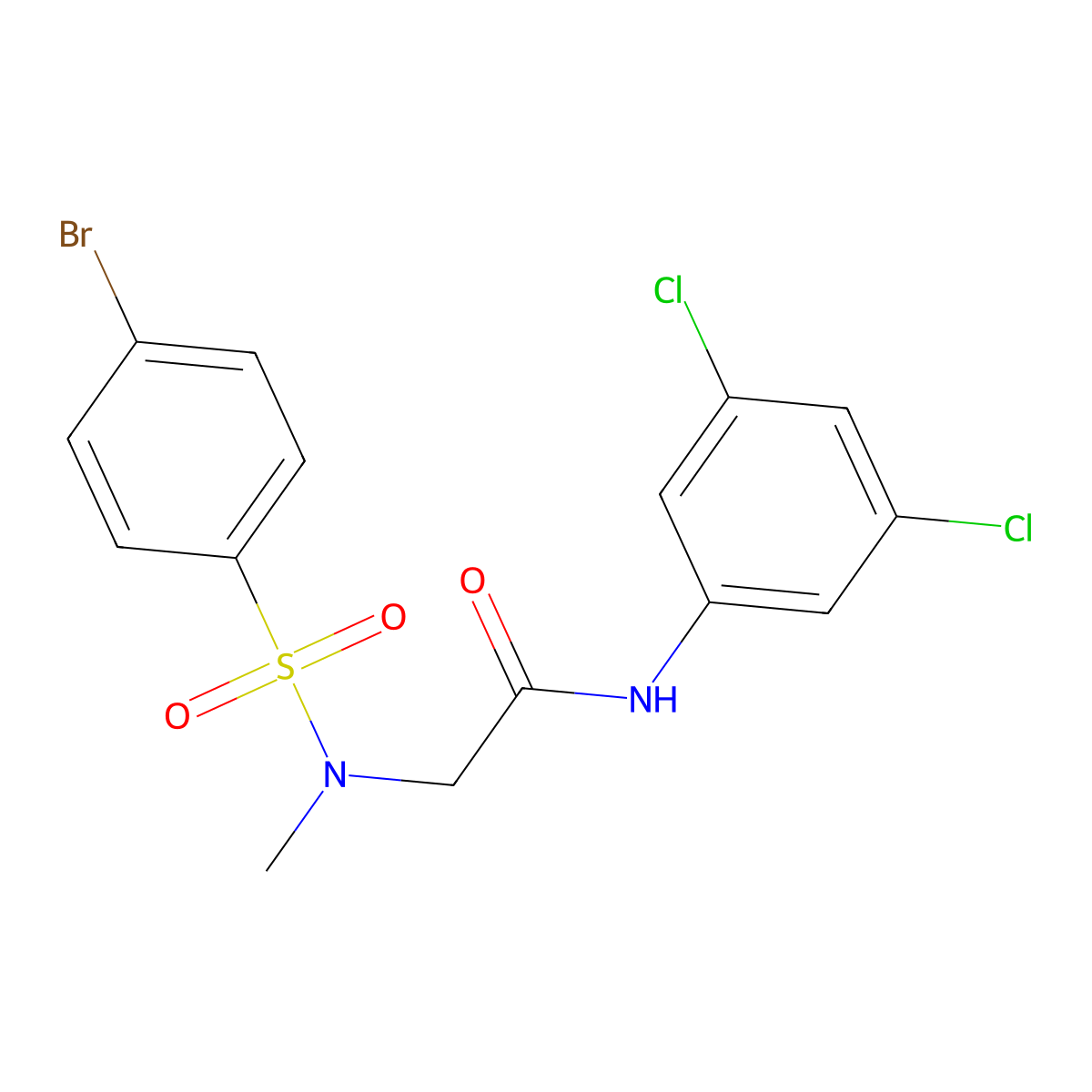 2-[(4-bromophenyl)sulfonyl-methylamino]-N-(3,5-dichlorophenyl)acetamide molecular structure, CAS 593245-28-4
