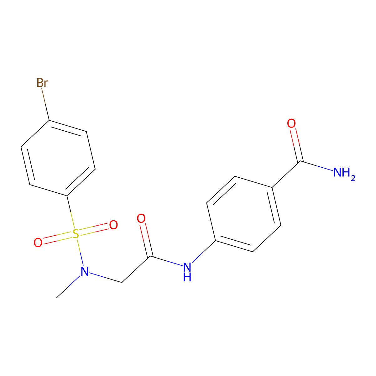 4-({N-[(4-bromophenyl)sulfonyl]-N-methylglycyl}amino)benzamide molecular structure, CAS 593245-37-5