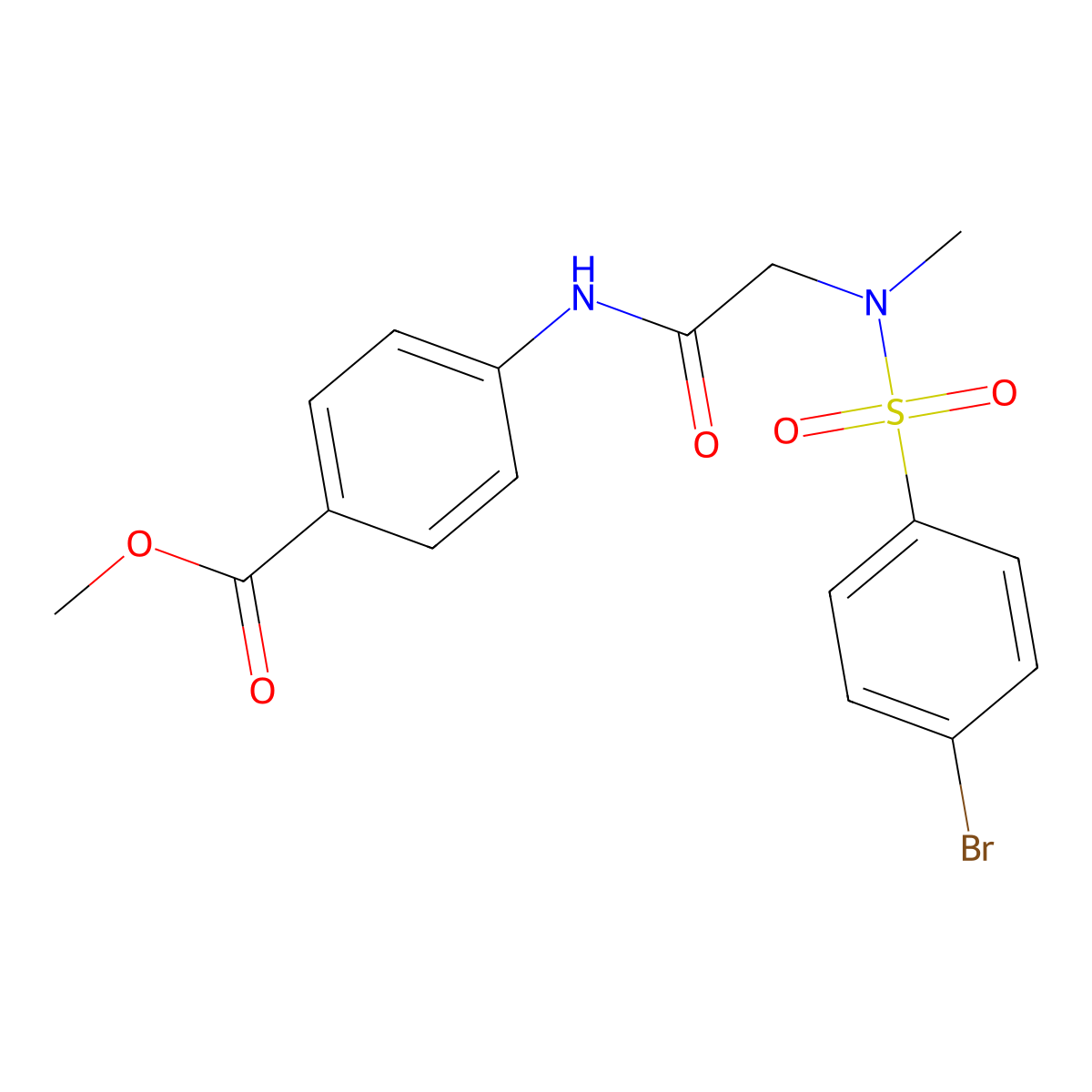 methyl 4-({N-[(4-bromophenyl)sulfonyl]-N-methylglycyl}amino)benzoate molecular structure, CAS 593245-39-7