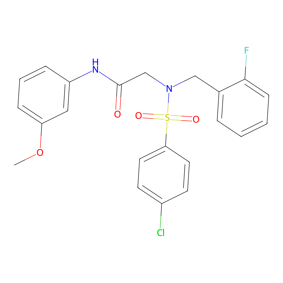 2-[(4-chlorophenyl)sulfonyl-[(2-fluorophenyl)methyl]amino]-N-(3-methoxyphenyl)acetamide molecular structure, CAS 593255-74-4