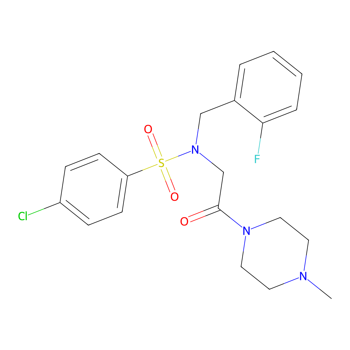 4-chloro-N-(2-fluorobenzyl)-N-[2-(4-methylpiperazin-1-yl)-2-oxoethyl]benzenesulfonamide molecular structure, CAS 593255-81-3
