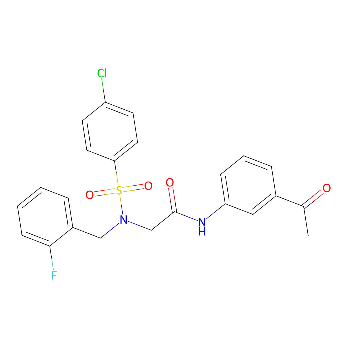 N-(3-acetylphenyl)-2-[(4-chlorophenyl)sulfonyl-[(2-fluorophenyl)methyl]amino]acetamide molecular structure, CAS 593255-86-8