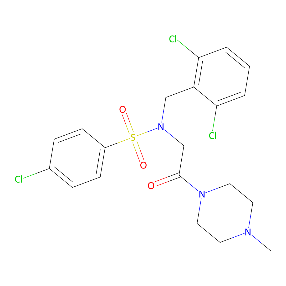 4-chloro-N-(2,6-dichlorobenzyl)-N-[2-(4-methylpiperazin-1-yl)-2-oxoethyl]benzenesulfonamide molecular structure, CAS 593256-01-0